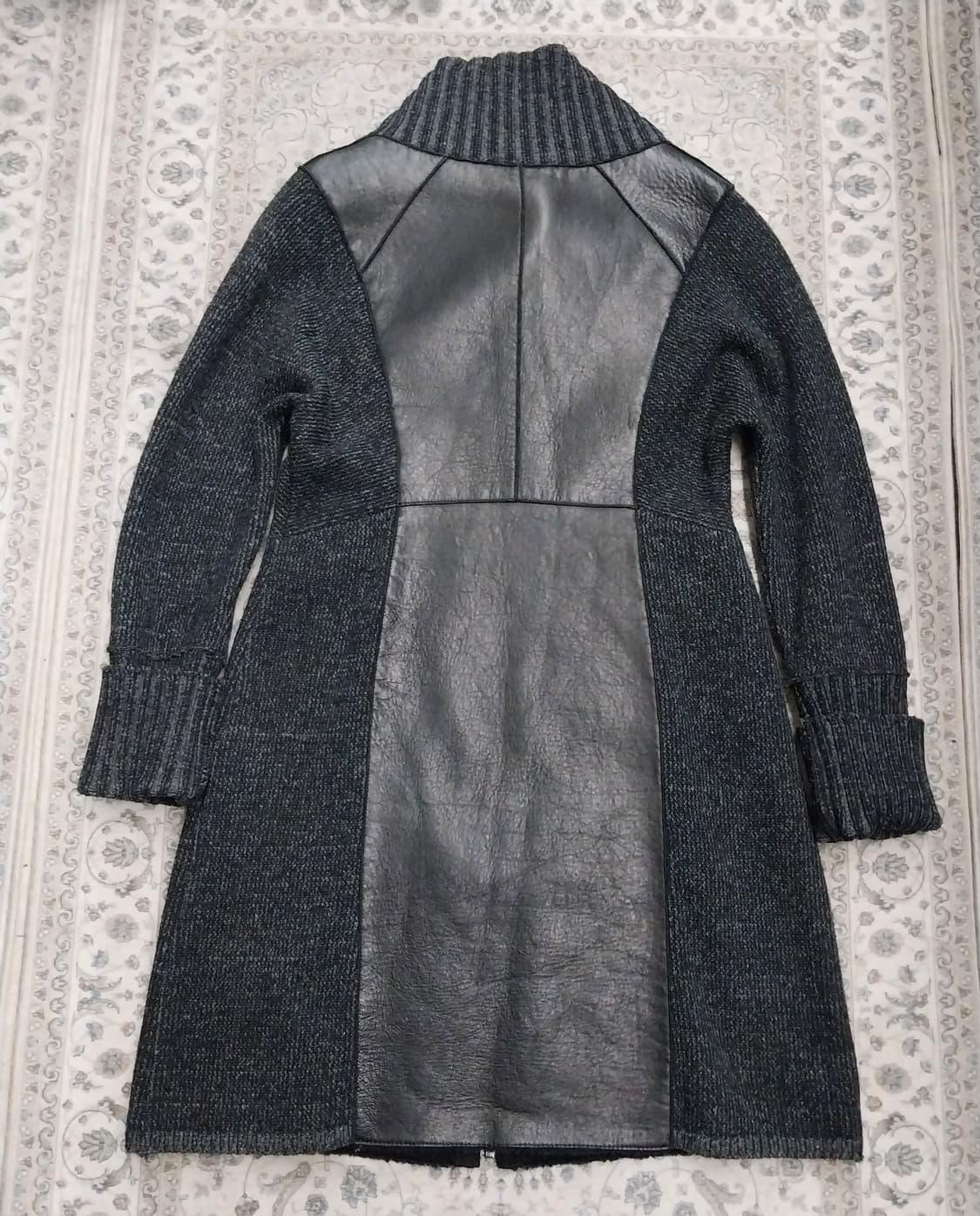 블랙 래더 니트 롱 코트 L 상품이미지2