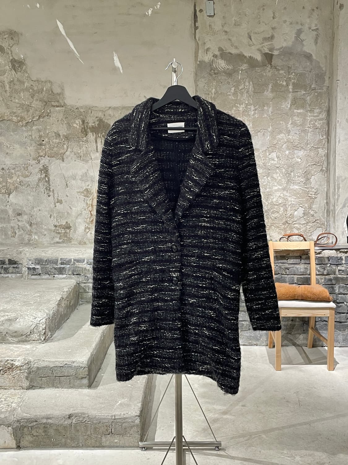 이자벨 마랑 에뚜왈 차콜 스트라이프 체스넛 버튼 알파카 울 자켓 상품이미지1