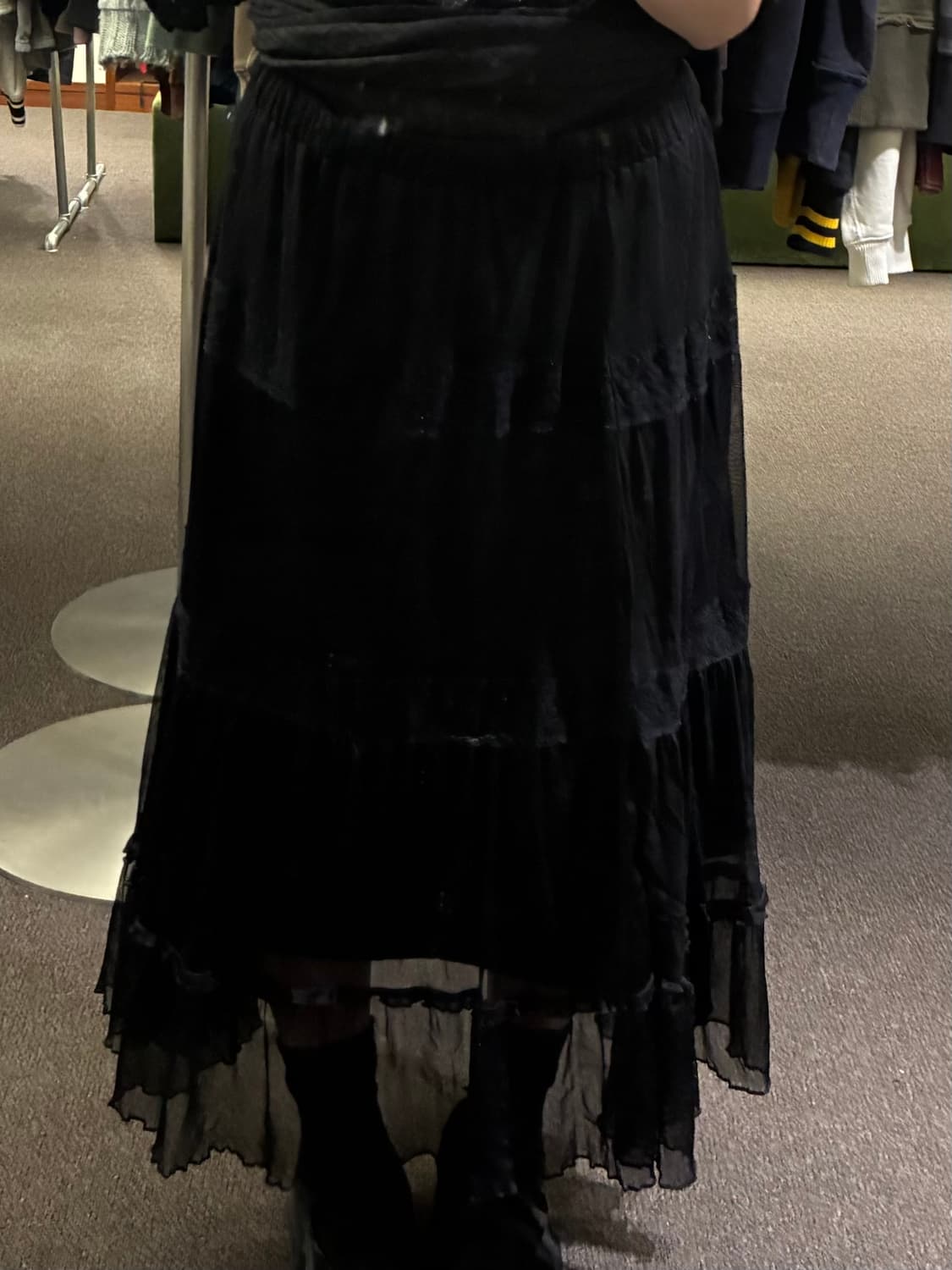 8~76)Japanese vintage 블랙 레이스 시스루 롱스커트(수선 상품이미지1