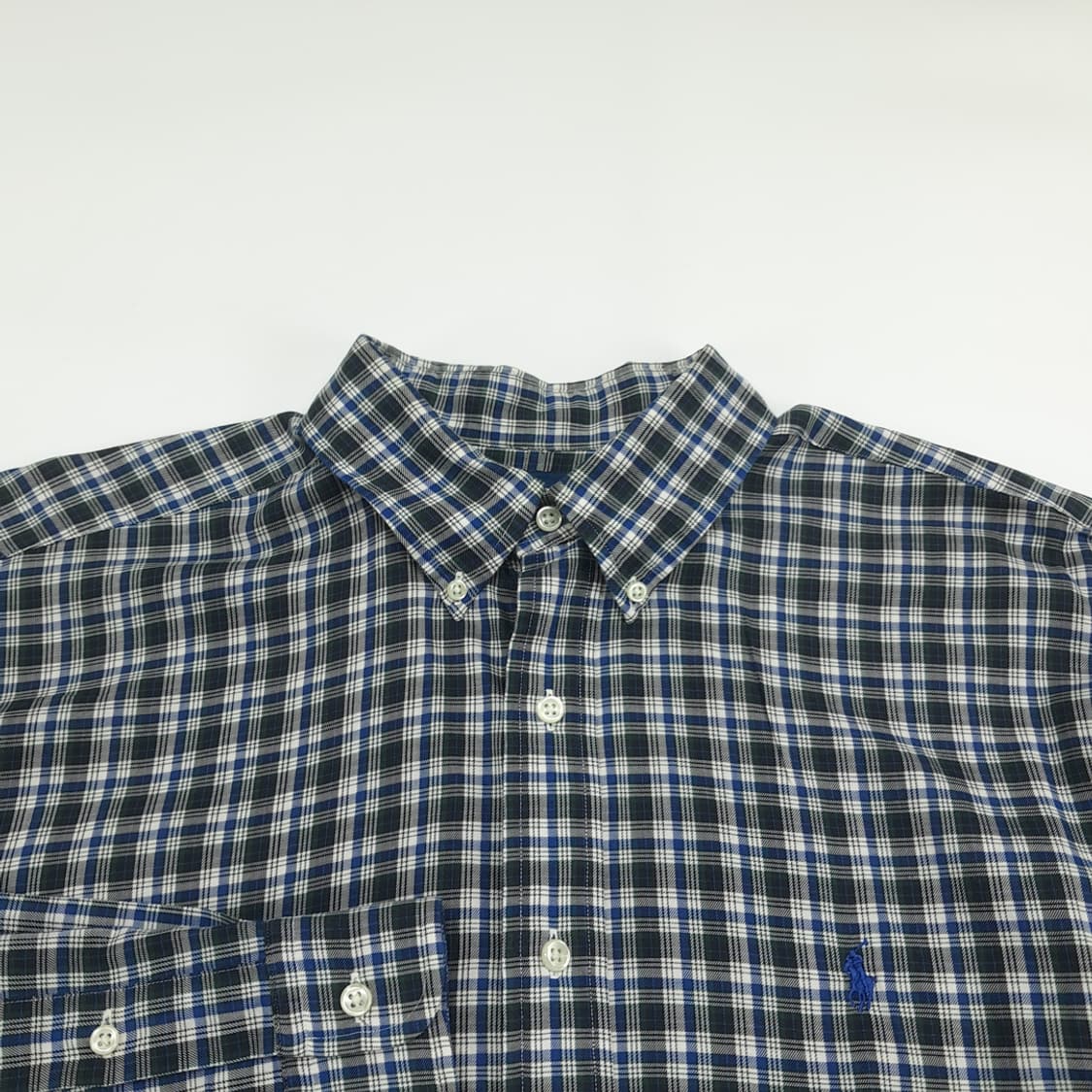 Co864 XL 폴로 랄프로렌 그린네이비 타탄체크 긴팔 셔츠 남방 상품이미지3