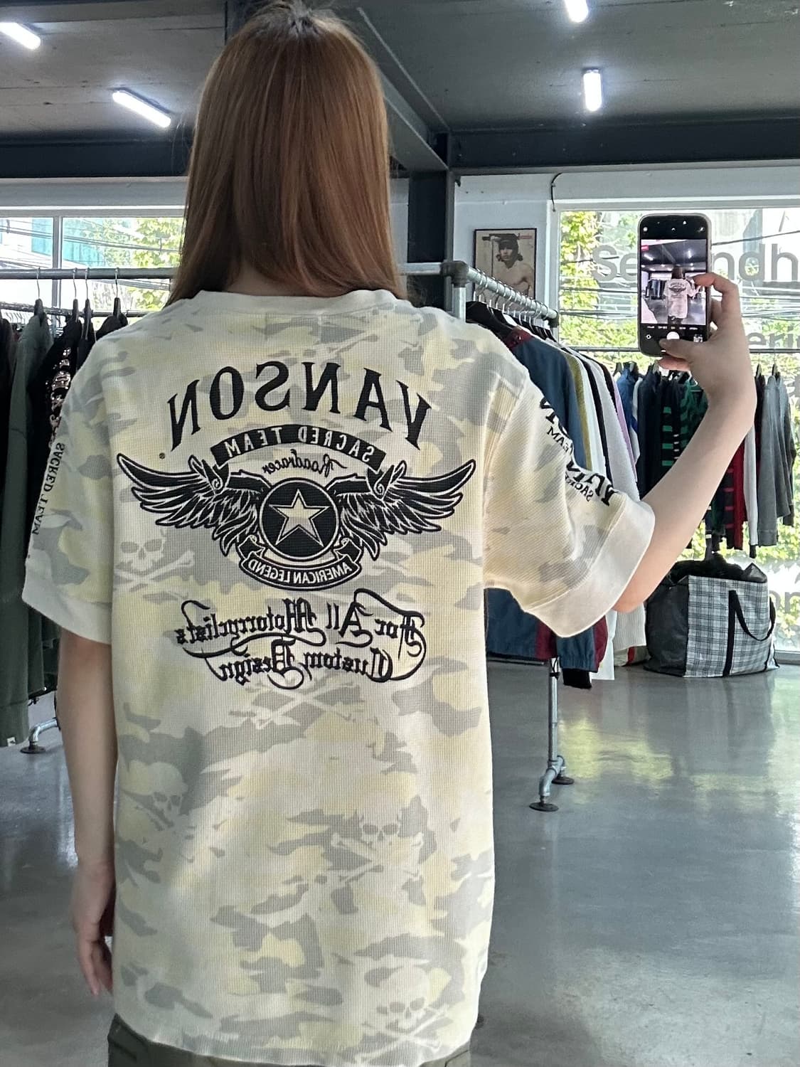 벤슨 스컬본카모 와플 반팔링거티 바닐라그레이 상품이미지1