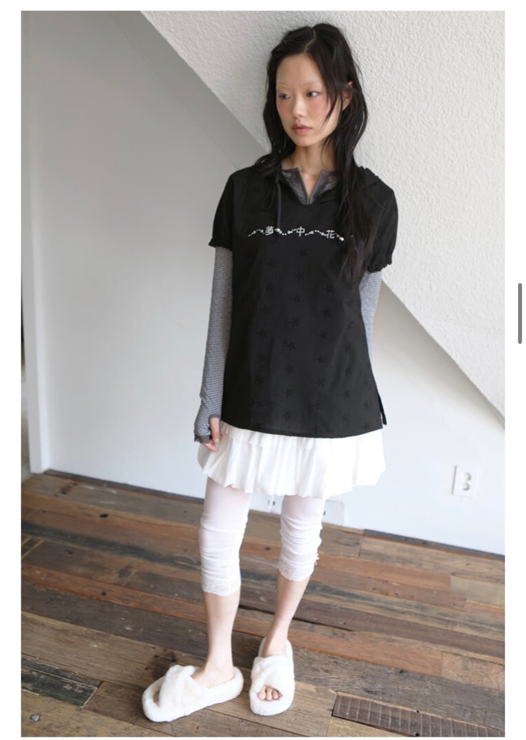 노피셜노피스 레이스 펌킨 밴딩 스커트 화이트  상품이미지3