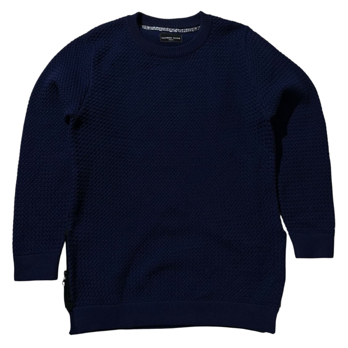 넘버나인 사이드 로고 지퍼 니트 네이비 상품이미지1