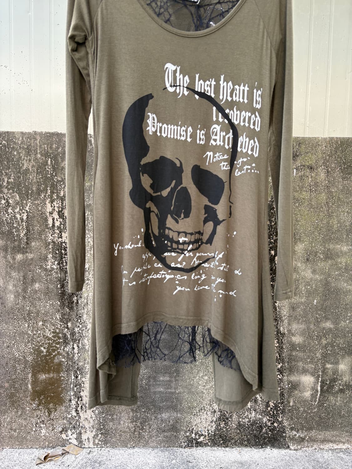 JACKALL 스컬 프린트 레이스 시스루 탑 티셔츠 상품이미지4