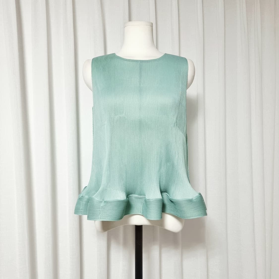 플리츠 투피스 슬리브리스 블라우스 스커트 치마 셋업 세트 (프리) 새상품 상품이미지6