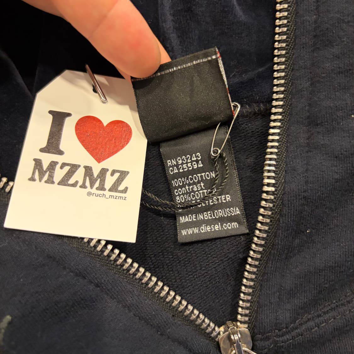 [S] 디젤 블랙 후드 집업 프린지 디테일 D893 상품이미지5