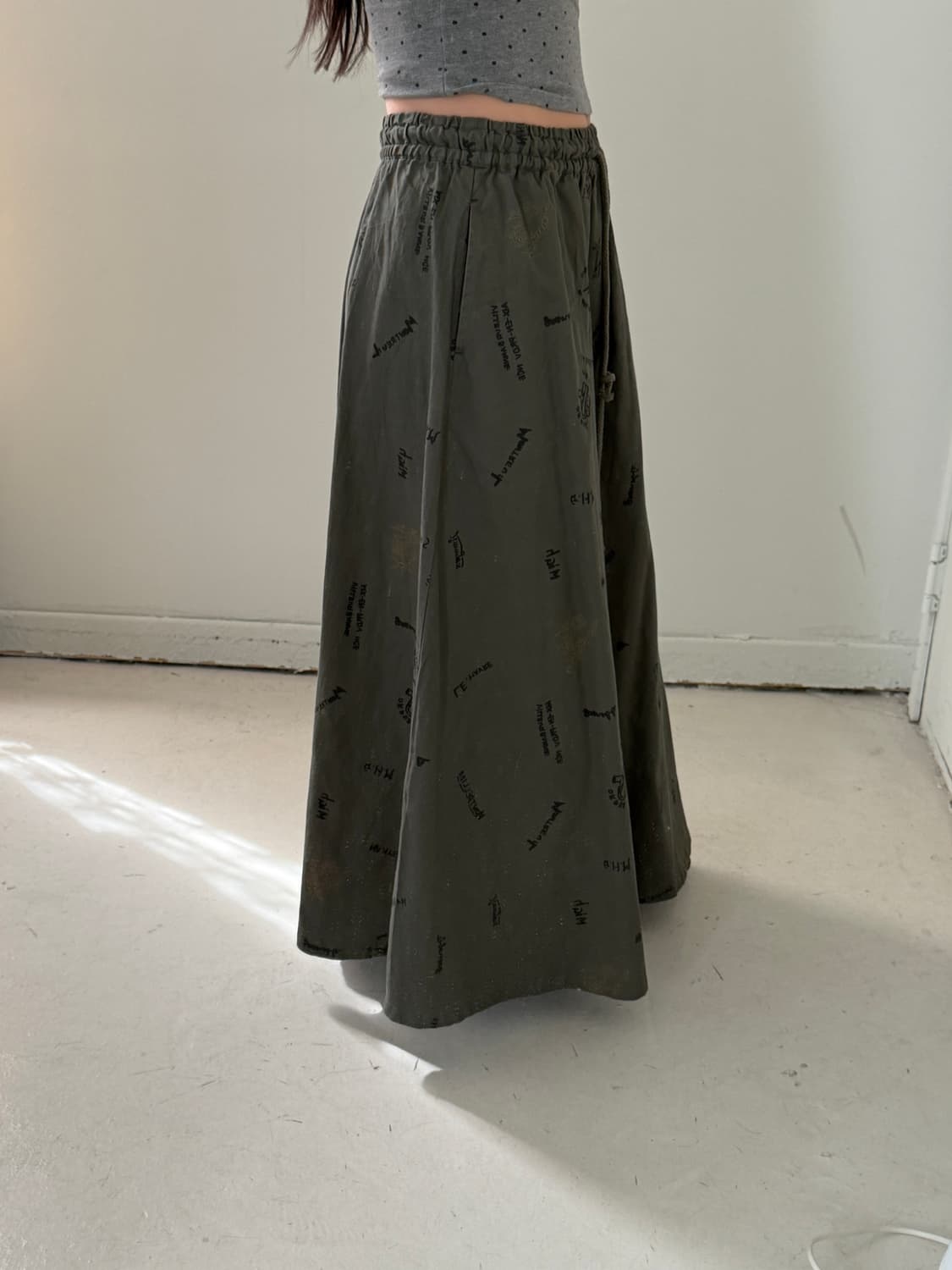 일본빈티지 폴포 카키 레터링 롱스터트 상품이미지2