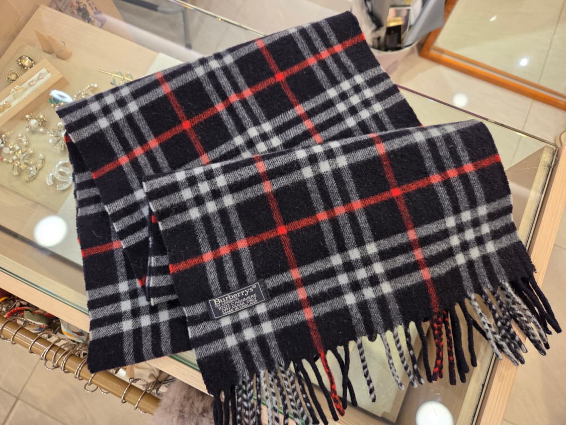 버버리 캐시미어 노바체크 머플러 네이비 상품이미지2