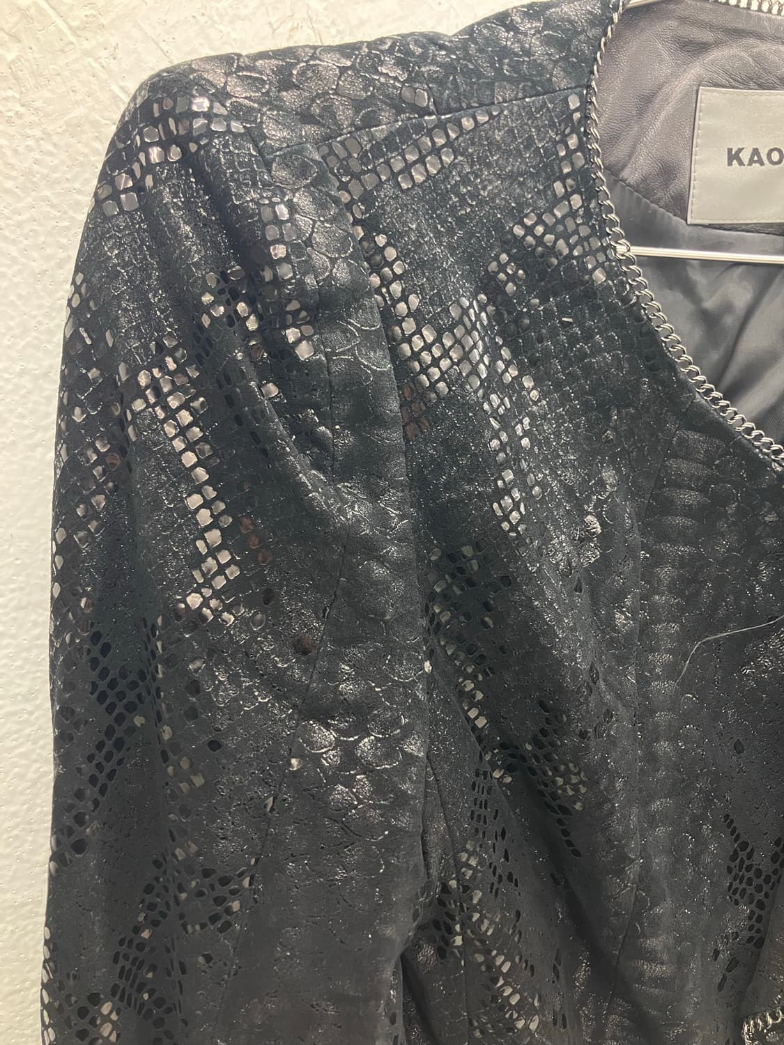 뱀피텍스쳐 링사슬포인트 러플자켓  상품이미지3