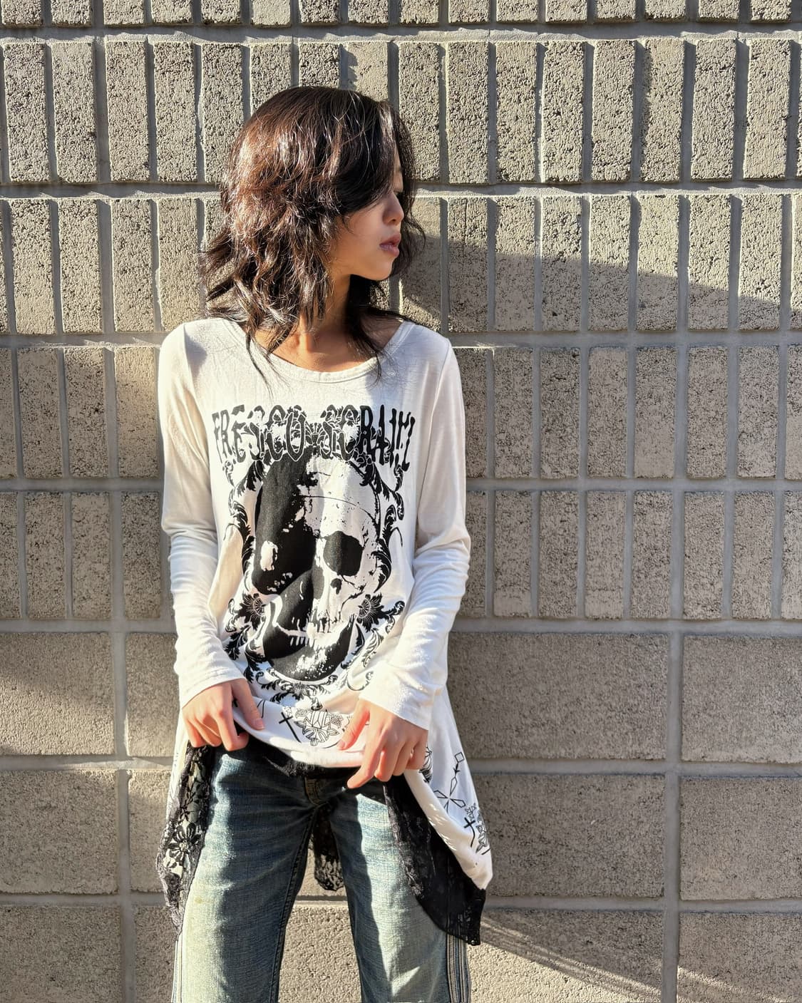 MKR 코튼 레이스 아일렛 디테일 롱 슬리브 상품이미지1