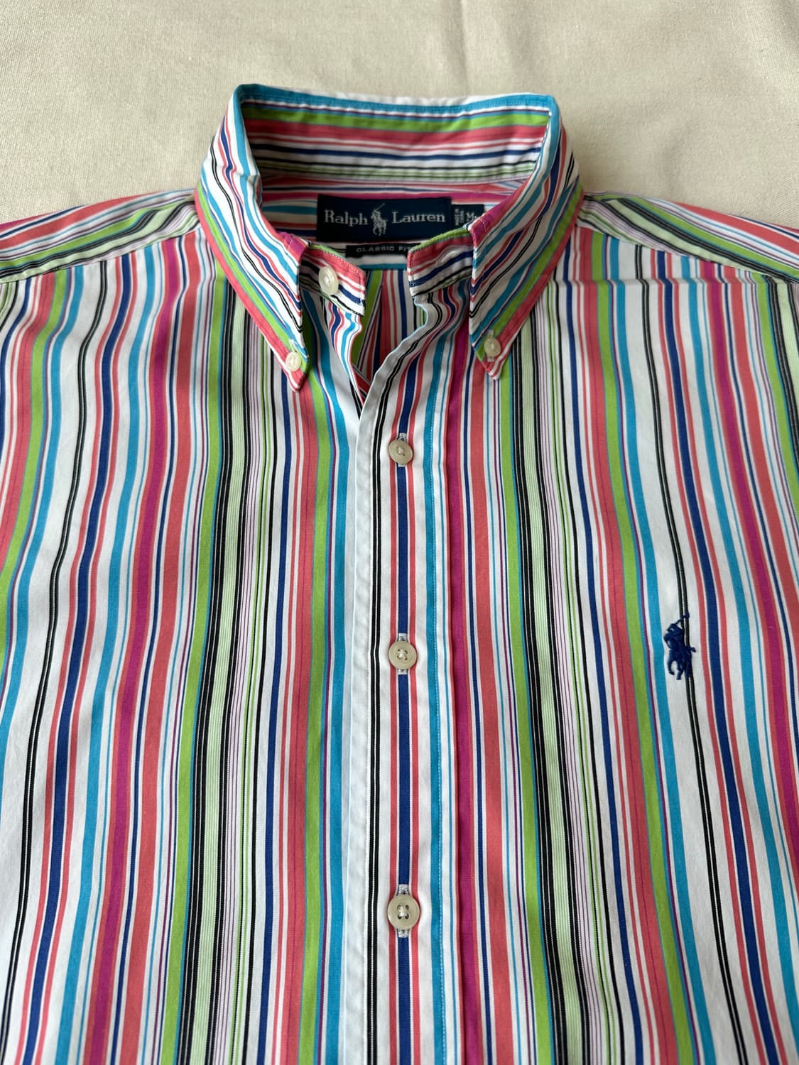 폴로 랄프로렌 멀티 스트라이프 반팔 셔츠 클래식핏 M 상품이미지5