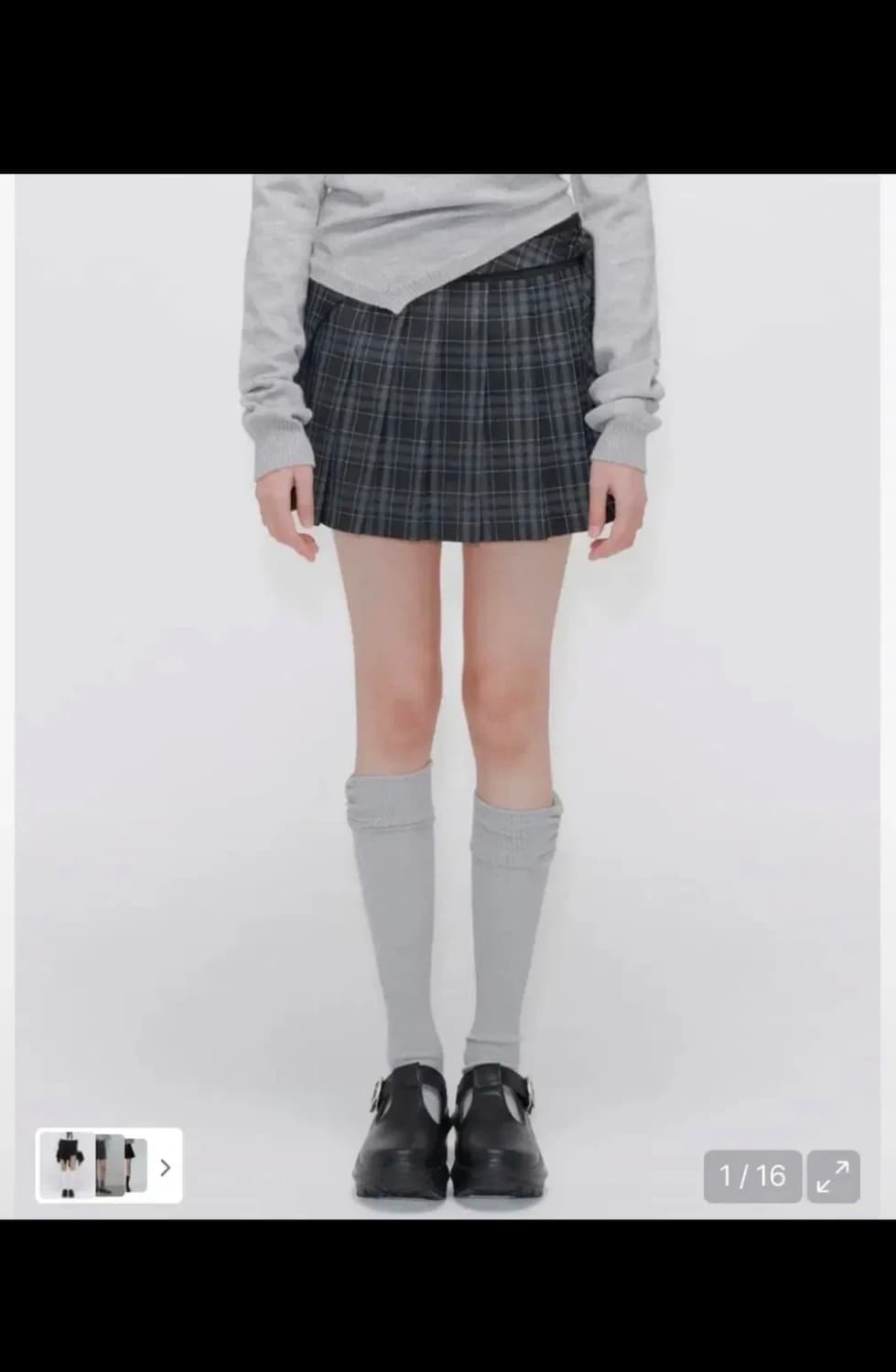 미세키서울 Pocket layered check skirt 블랙 / 1 상품이미지1