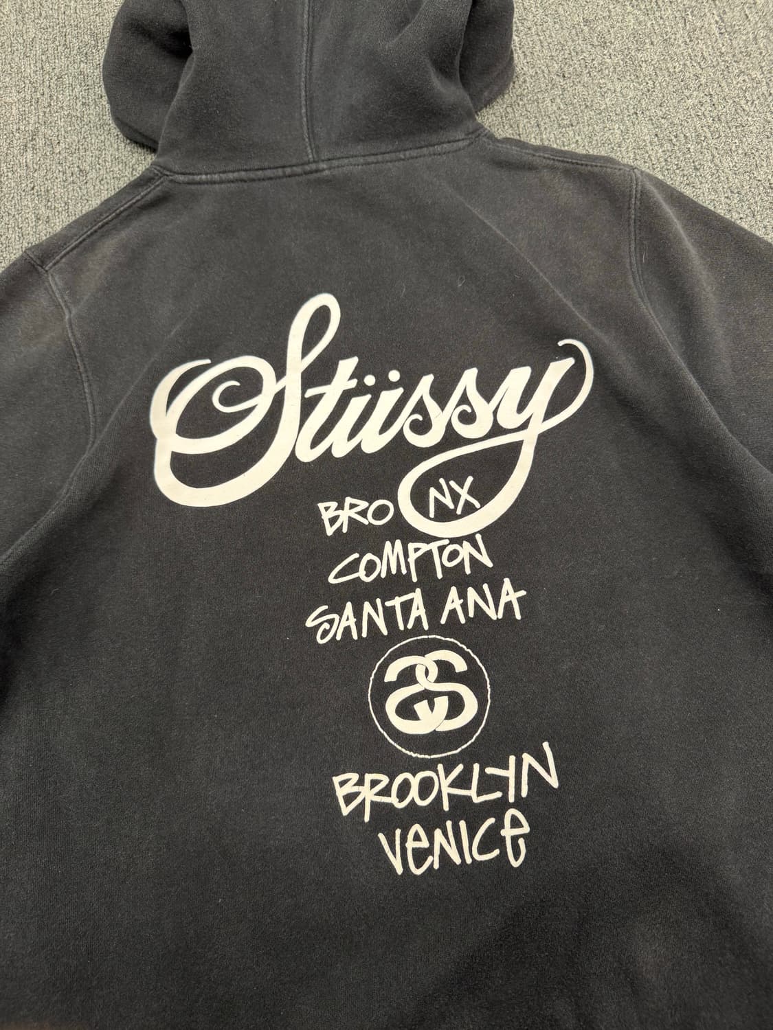 M)USA 스투시 빈티지 월드투어 프린팅 블랙 후디 상품이미지5