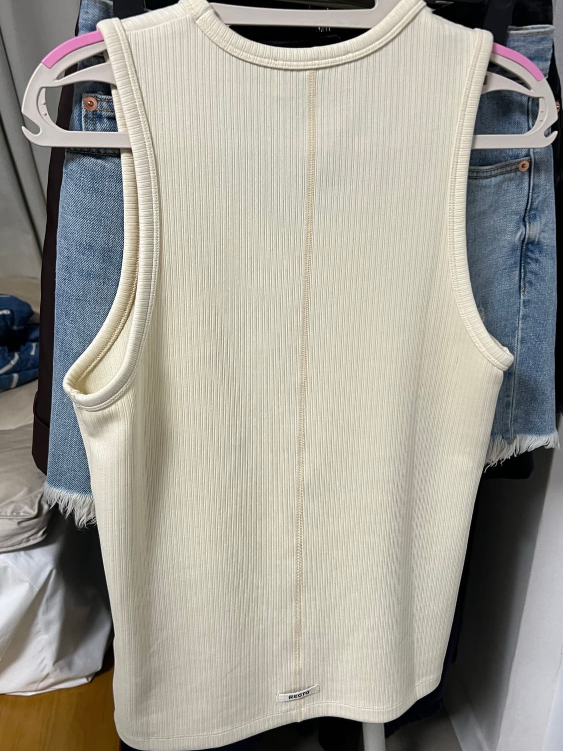 렉토 24FW 자카드 탱크탑 슬리브리스 나시 크림 (S) 상품이미지2