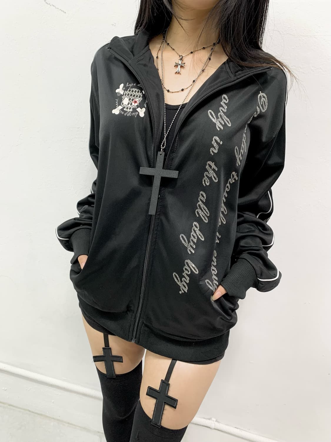 [TENDER ROSE] 펑크 스컬 레터링 집업 져지 상품이미지3