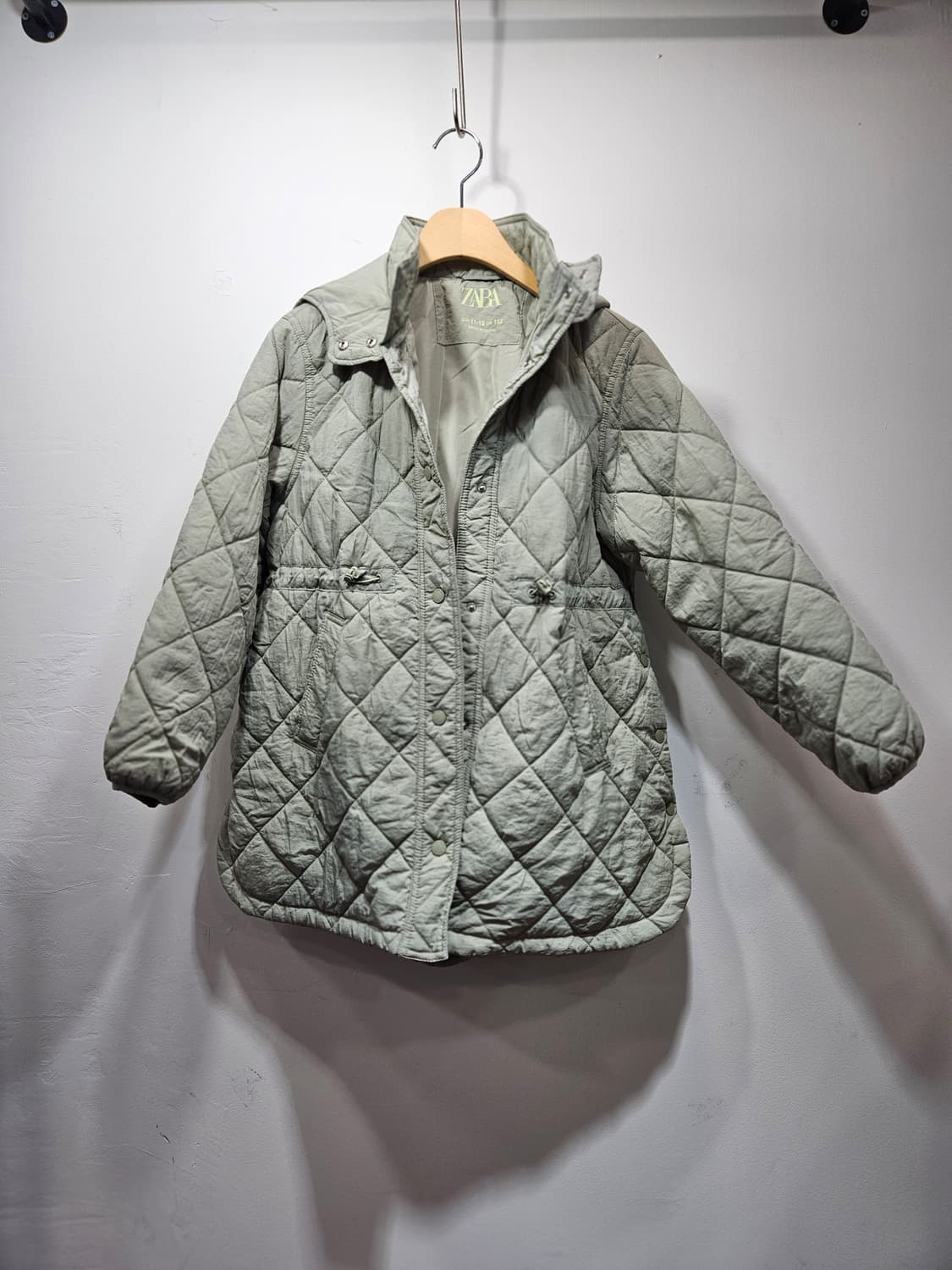 자라(ZARA) 아동 후드 퀼팅 자켓 민트색  상품이미지1