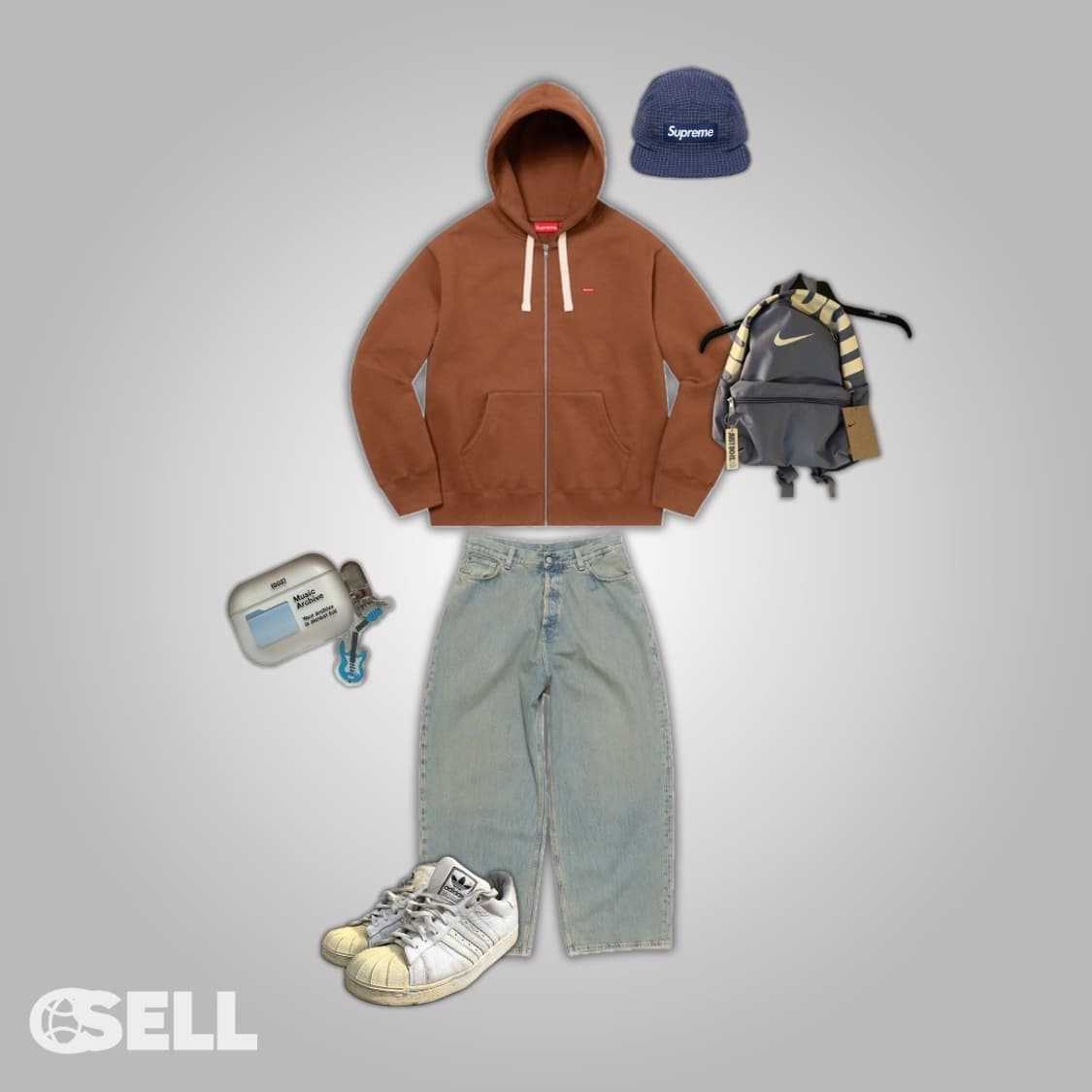 슈프림 브라운 후드집업 상품이미지2