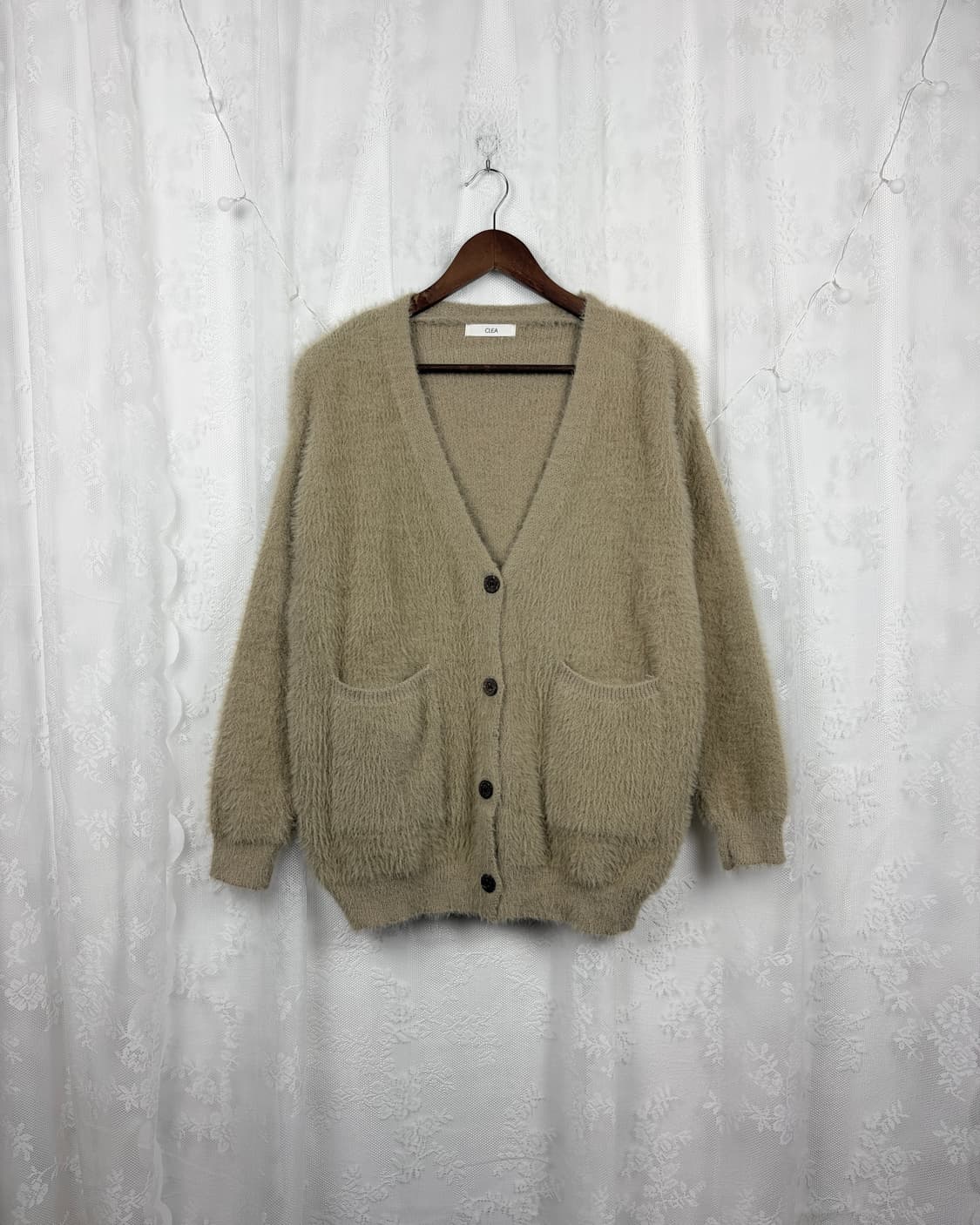 CLEA Beige Hairy Knit Cardigan 상품이미지1