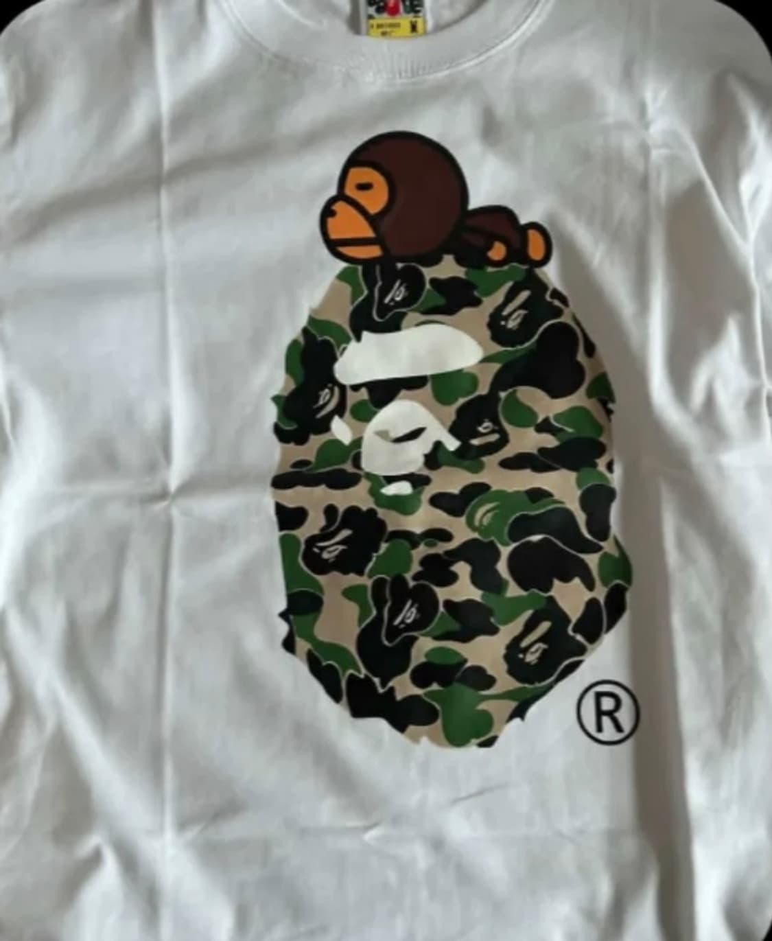 베이프 ABC 카모 마일로 온 빅 에이프 티셔츠 화이트 그린 상품이미지1