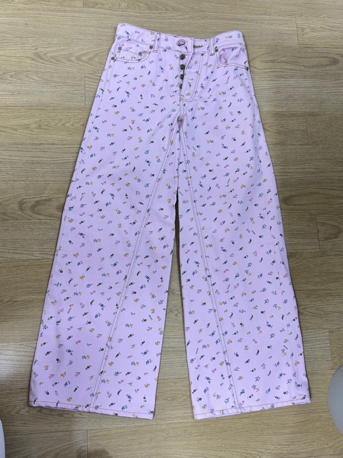 GANNI 가니 핑크 플라워 데님 팬츠 24 상품이미지5