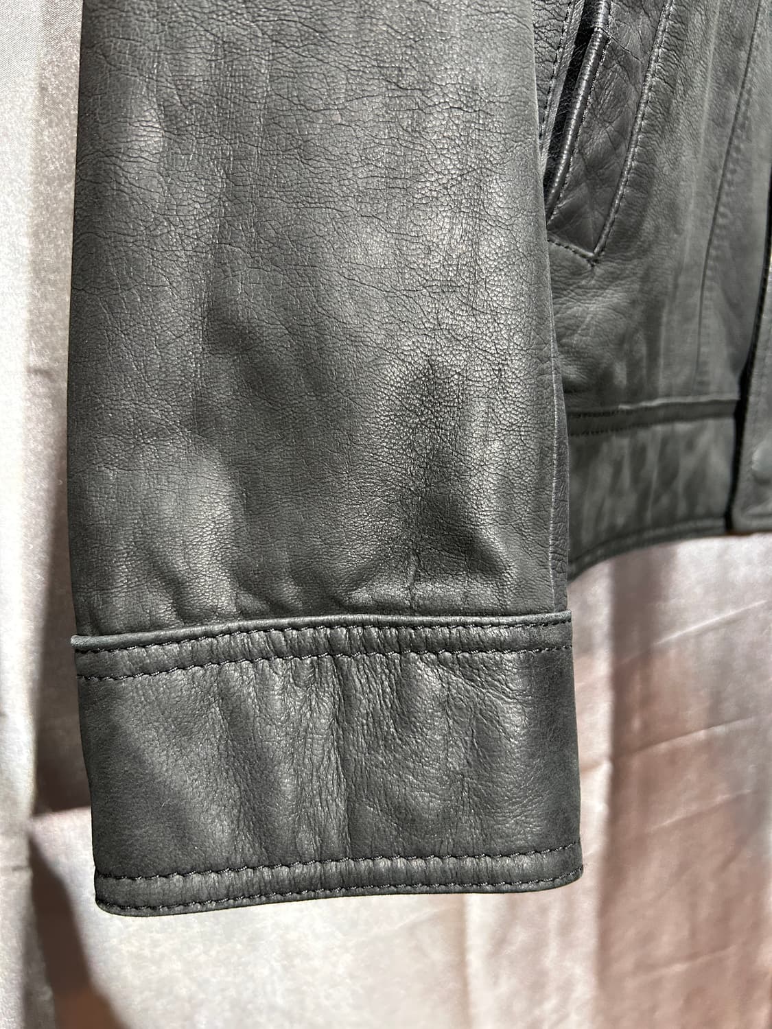 S 하이넥 워시드 블랙 레더자켓 상품이미지7