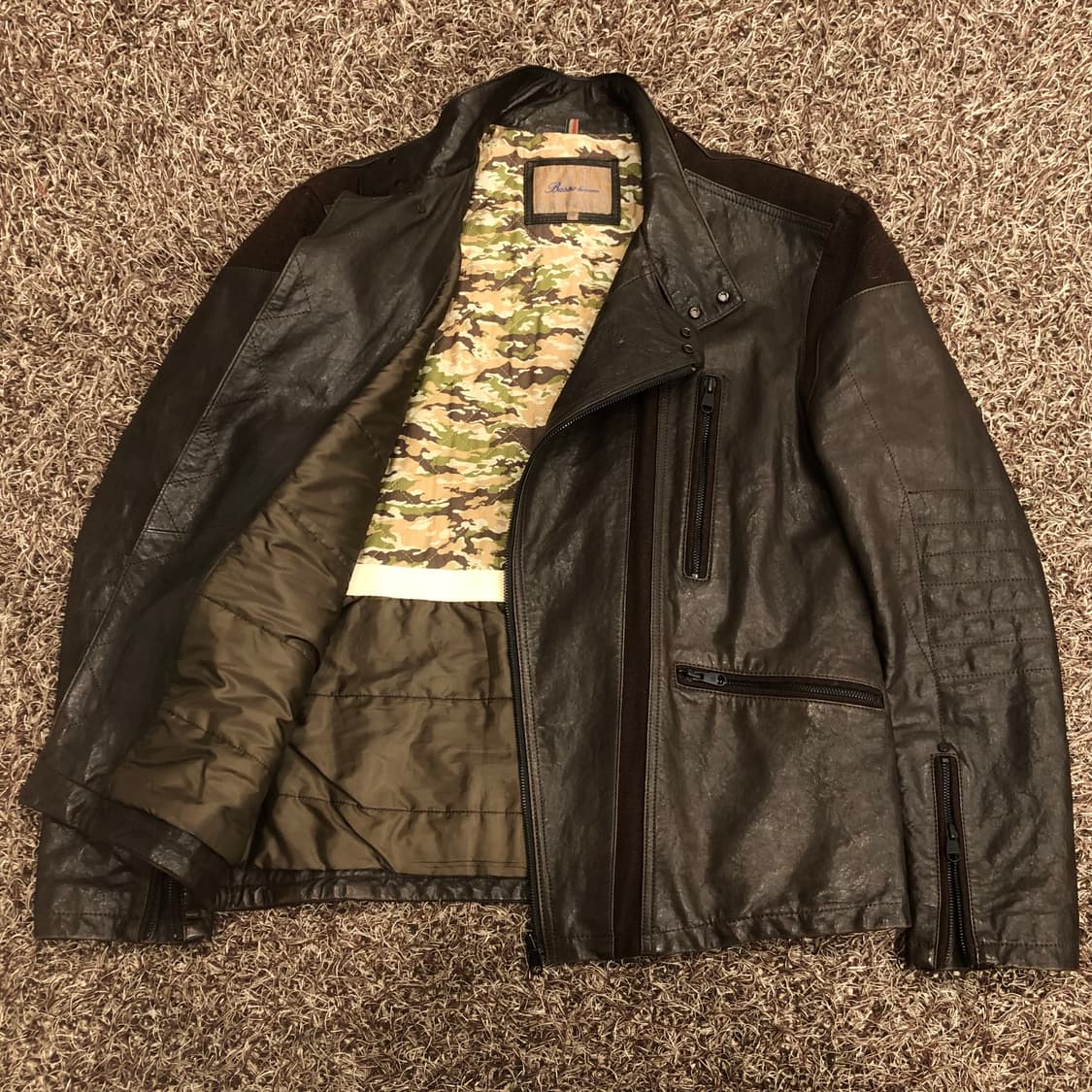 바쏘옴므 양가죽 라이더 브라운 레더 가죽 바이커 자켓 상품이미지3
