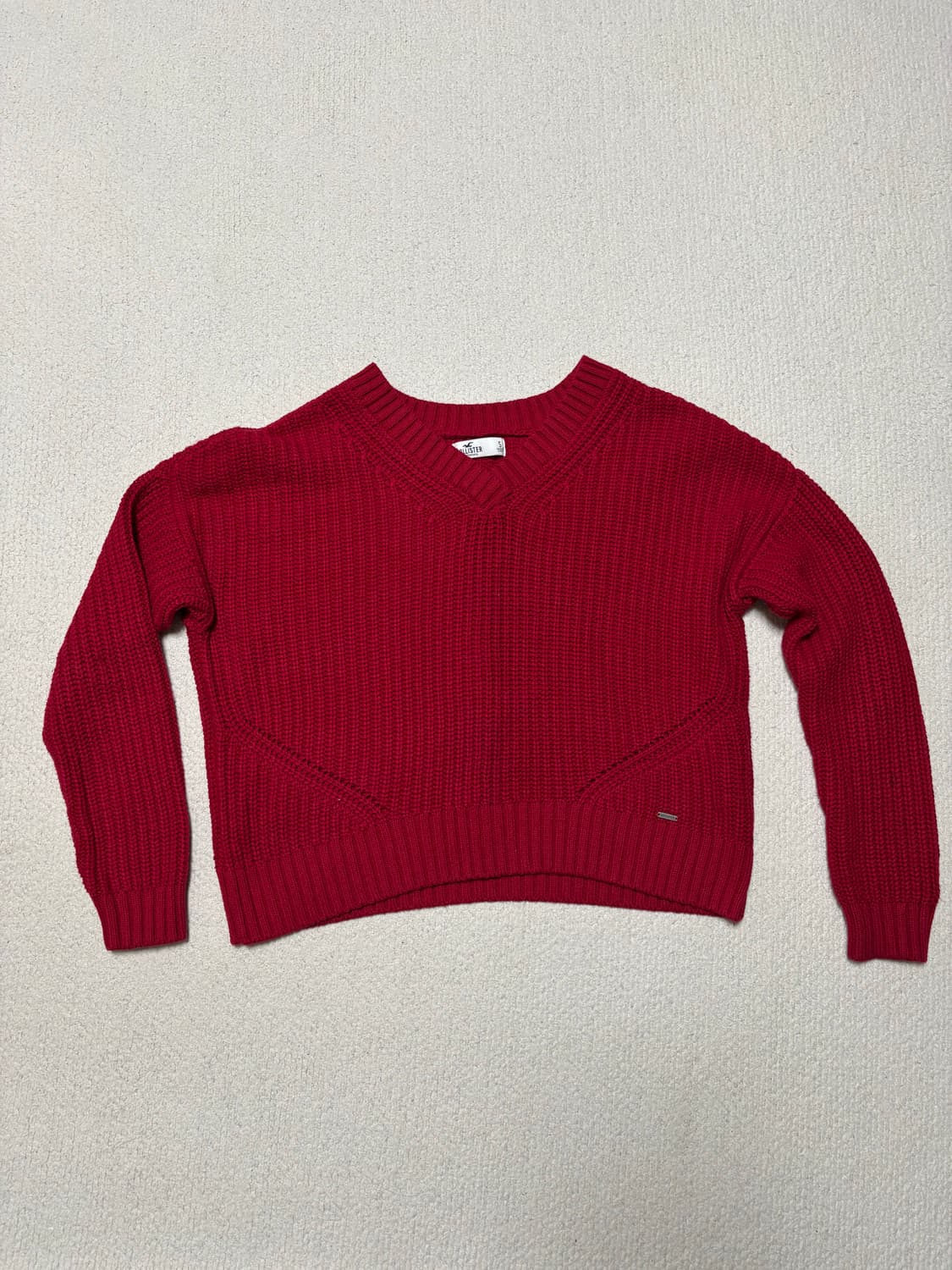 Holister 홀리스터 레드 브이넥 니트 S 상품이미지2