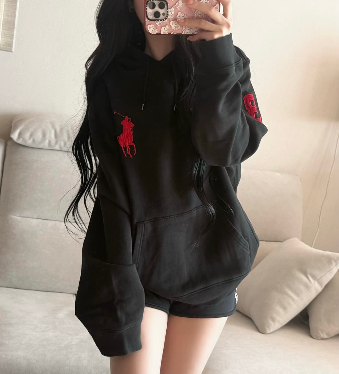 폴로 랄프로렌 빅포니 검빨 블랙 후드 상품이미지1