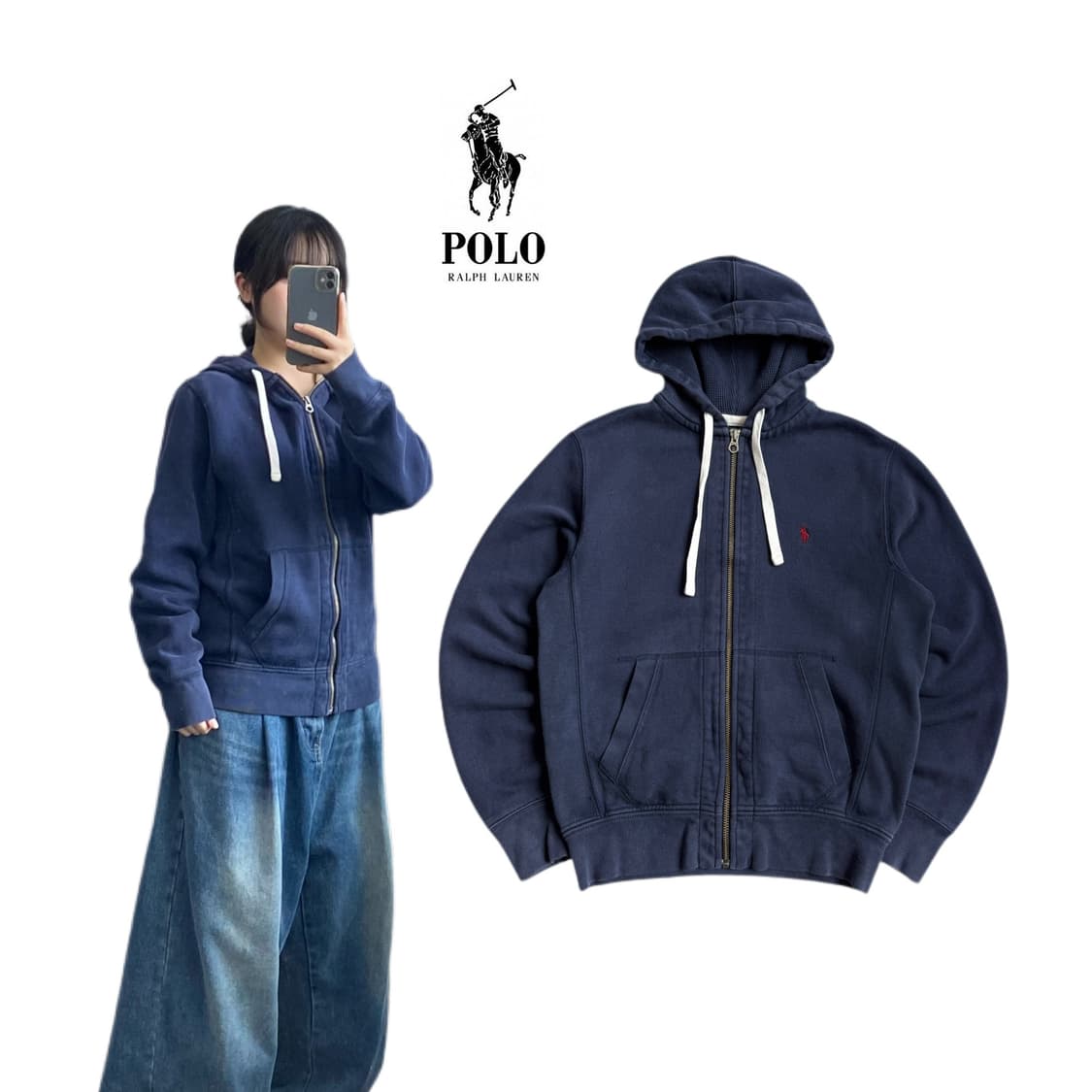 폴로 페이딩 포니 후드집업 네이비 상품이미지1