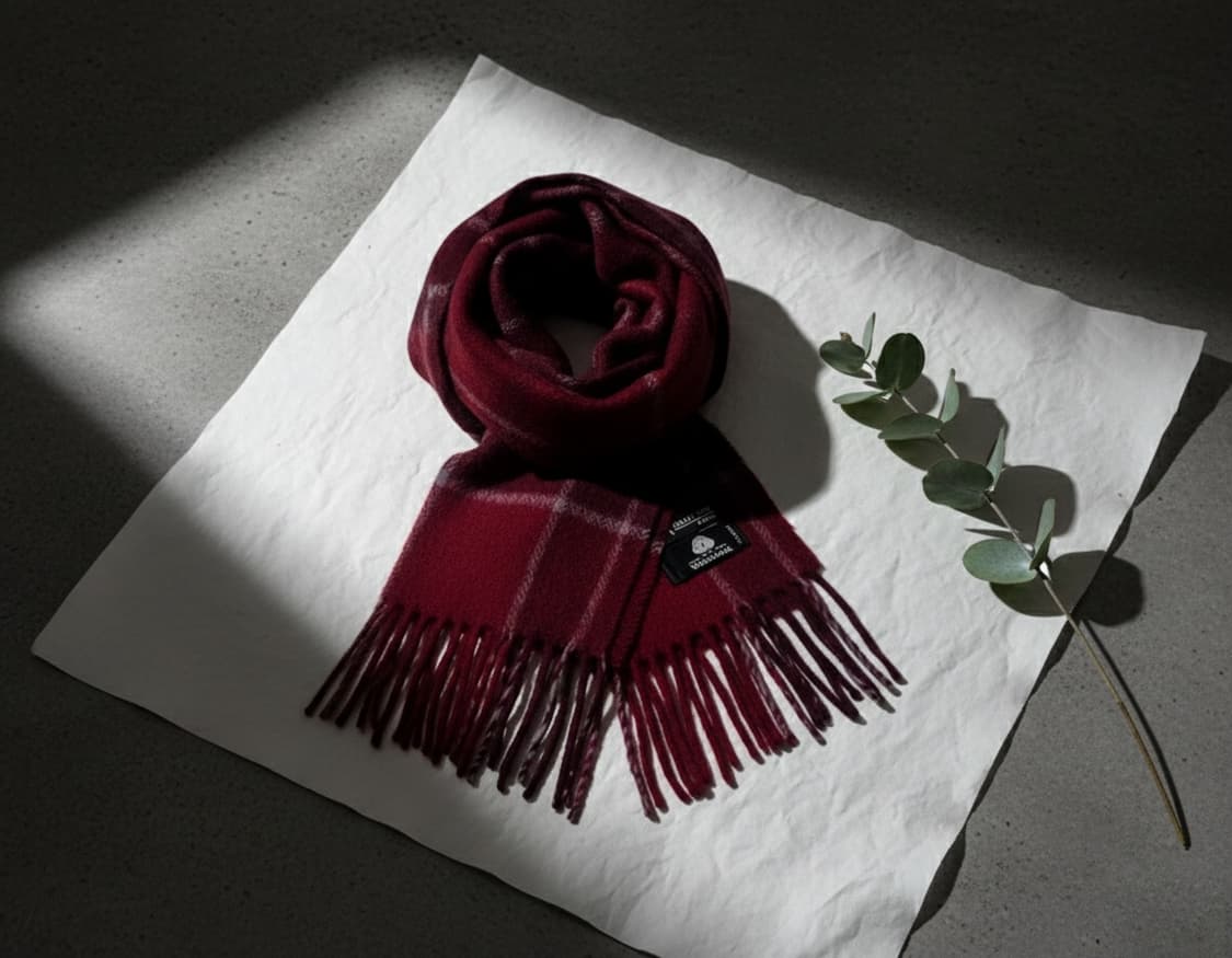 IN COLLECTION by Indian 버건디 체크 머플러 크리스마스 상품이미지1