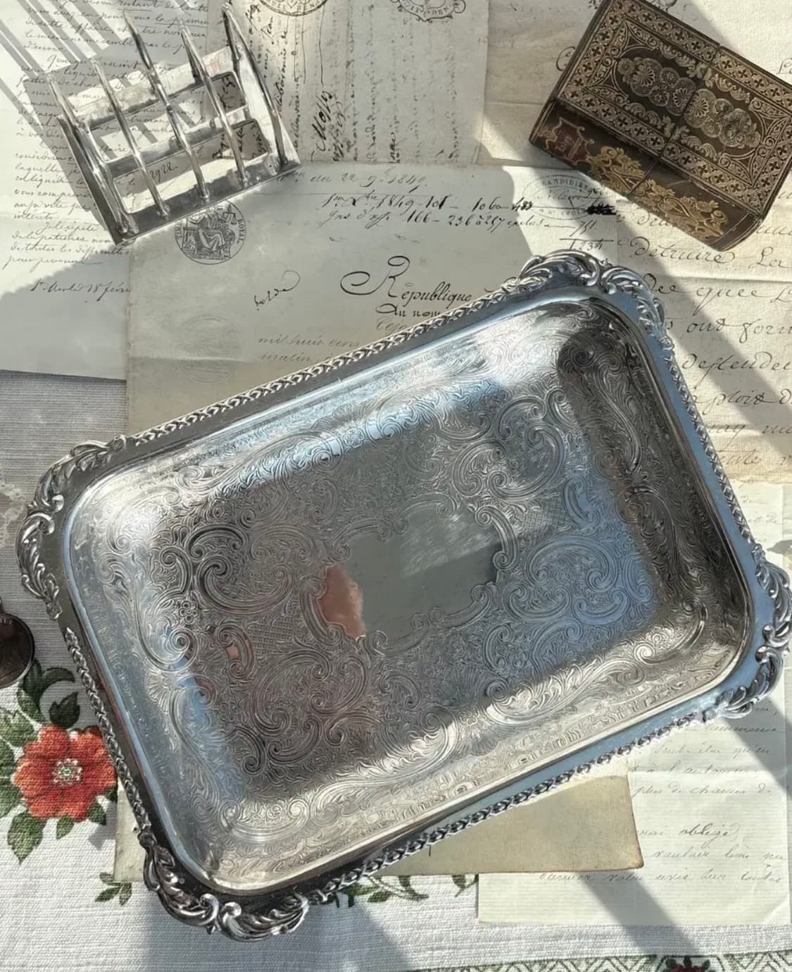 영국 실버플레이트 트레이 상품이미지2