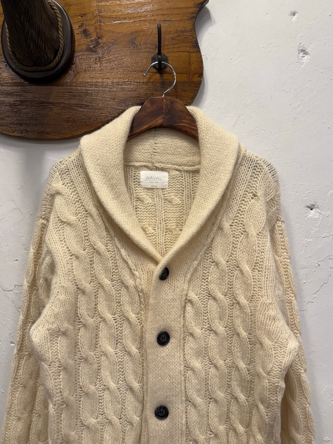 M) NAVAL Tokyo Japan Wool Cable Shawl Ca 상품이미지1