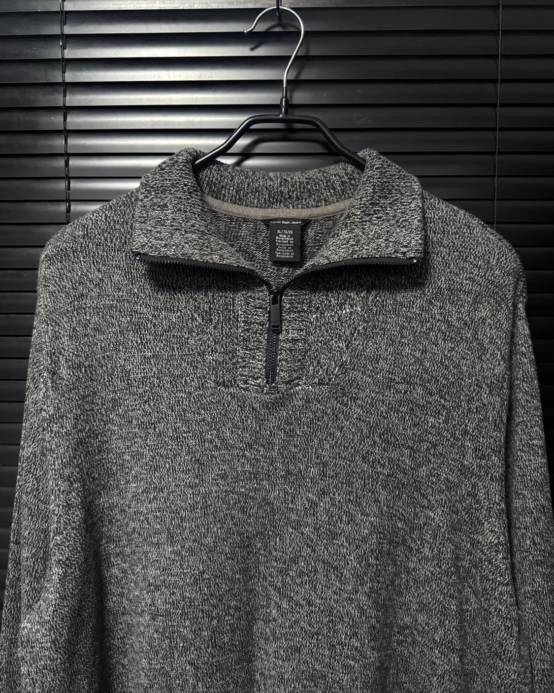 ck 캘빈클라인 진스 반집업 니트 스웨터 차콜 블랙 보카시 반목 목폴라 상품이미지4