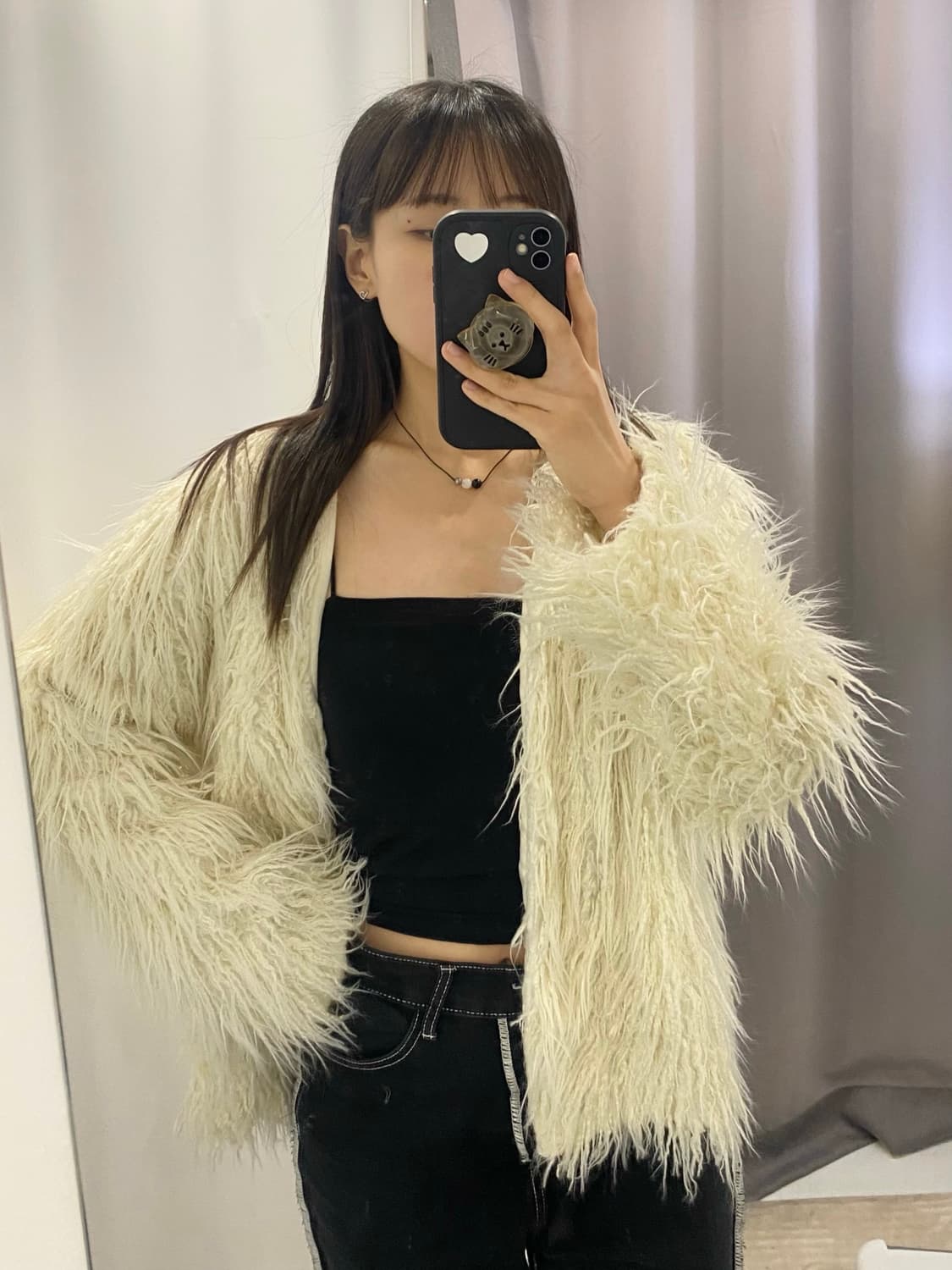 핀터무드 아이보리 퍼 자켓 상품이미지1