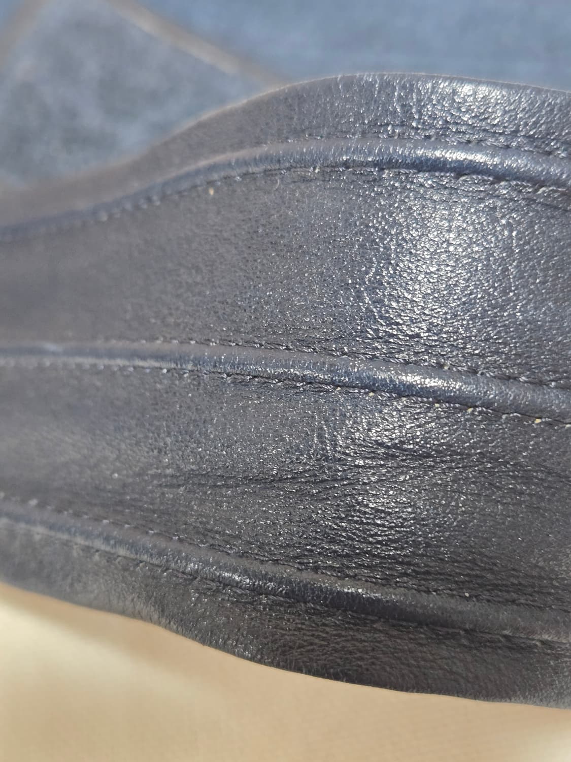 Deep navy tone real leather wide belt. 상품이미지4