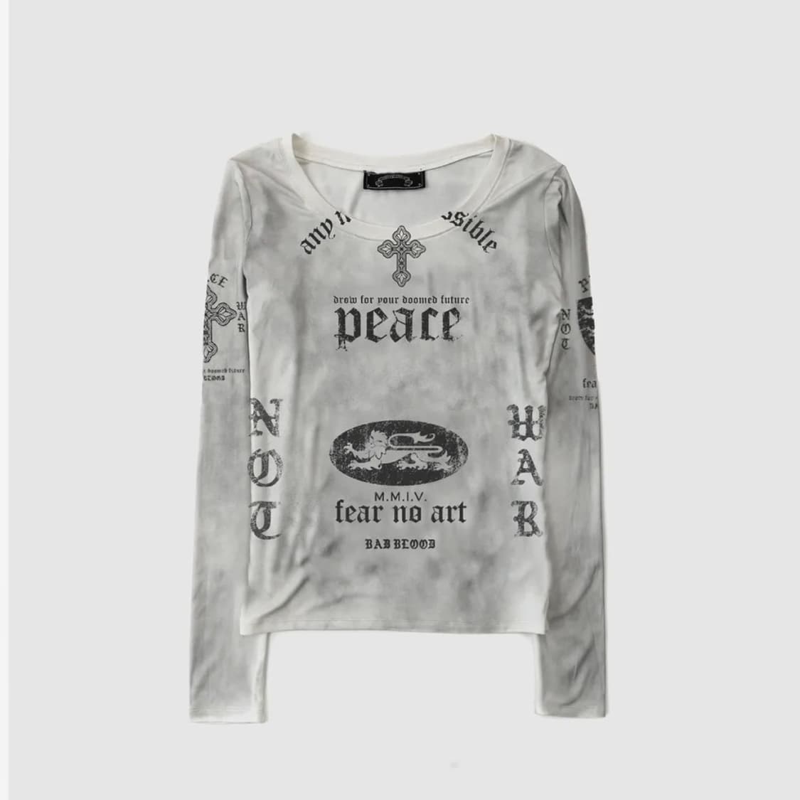 배드블러드 피스 낫 워 루즈핏 티 더스티화이트 S 상품이미지1