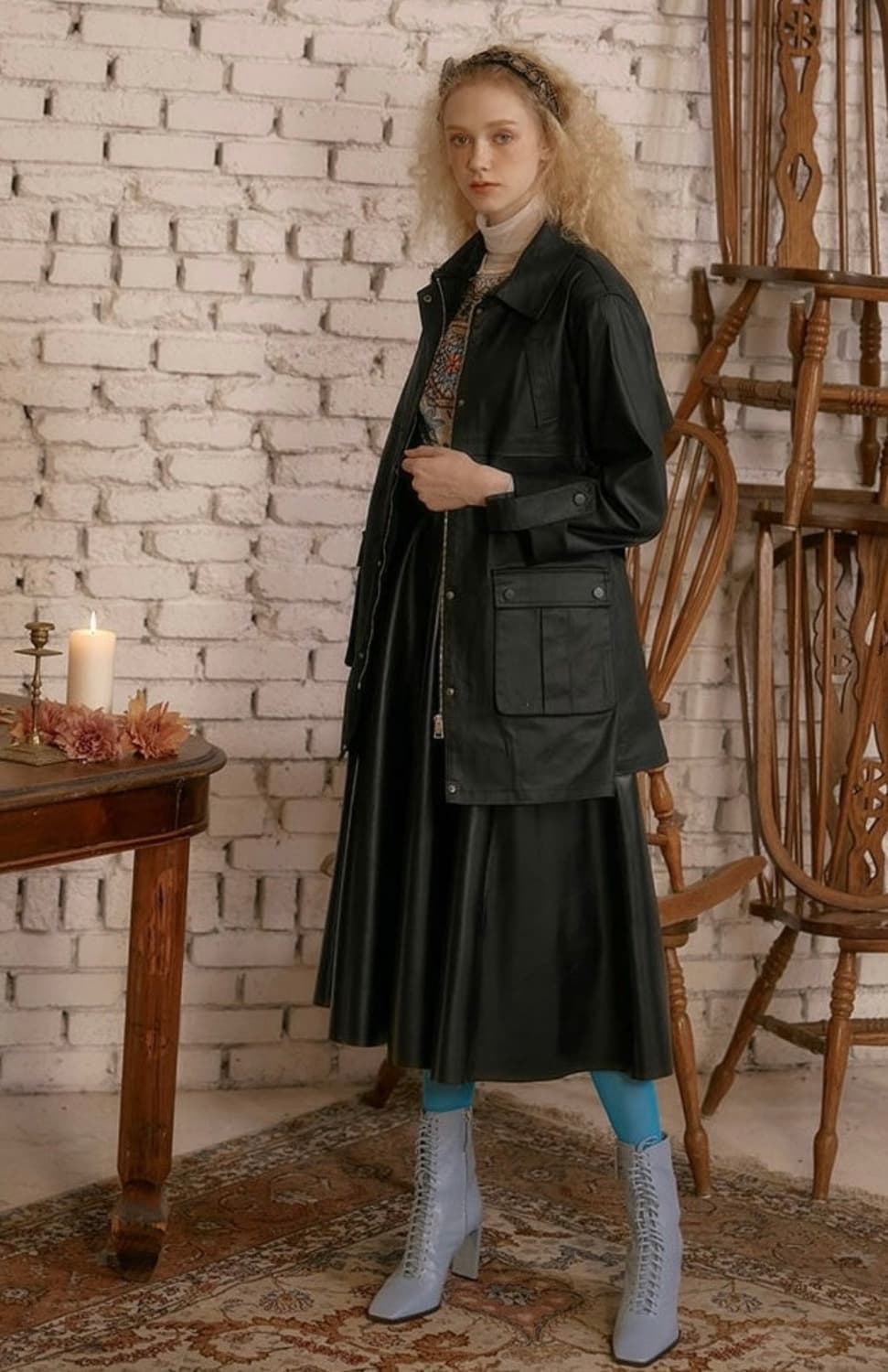 [새상품급] [ANNA SUI] 안나수이 3in1 퍼 코트 러브베이지 상품이미지7