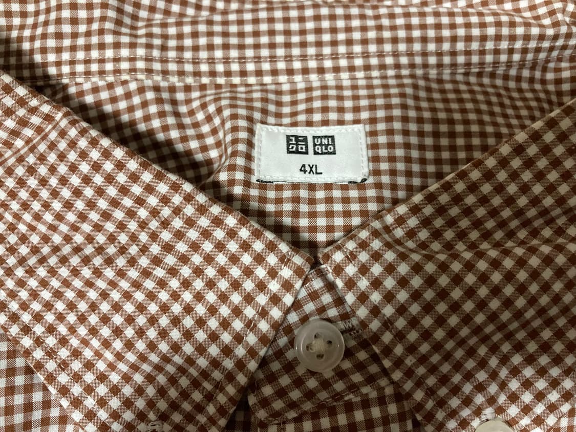 [4XL] 유니클로 오버핏 시티보이 캐쥬얼 체크 셔츠 남방 / 브라운 상품이미지4