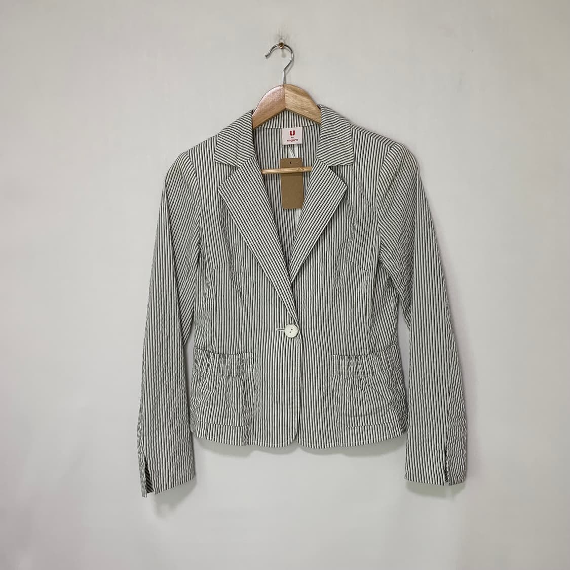 Ungaro 웅가로 스트라이프 린넨혼용 원버튼 슬림라인 여성 자켓 상품이미지1