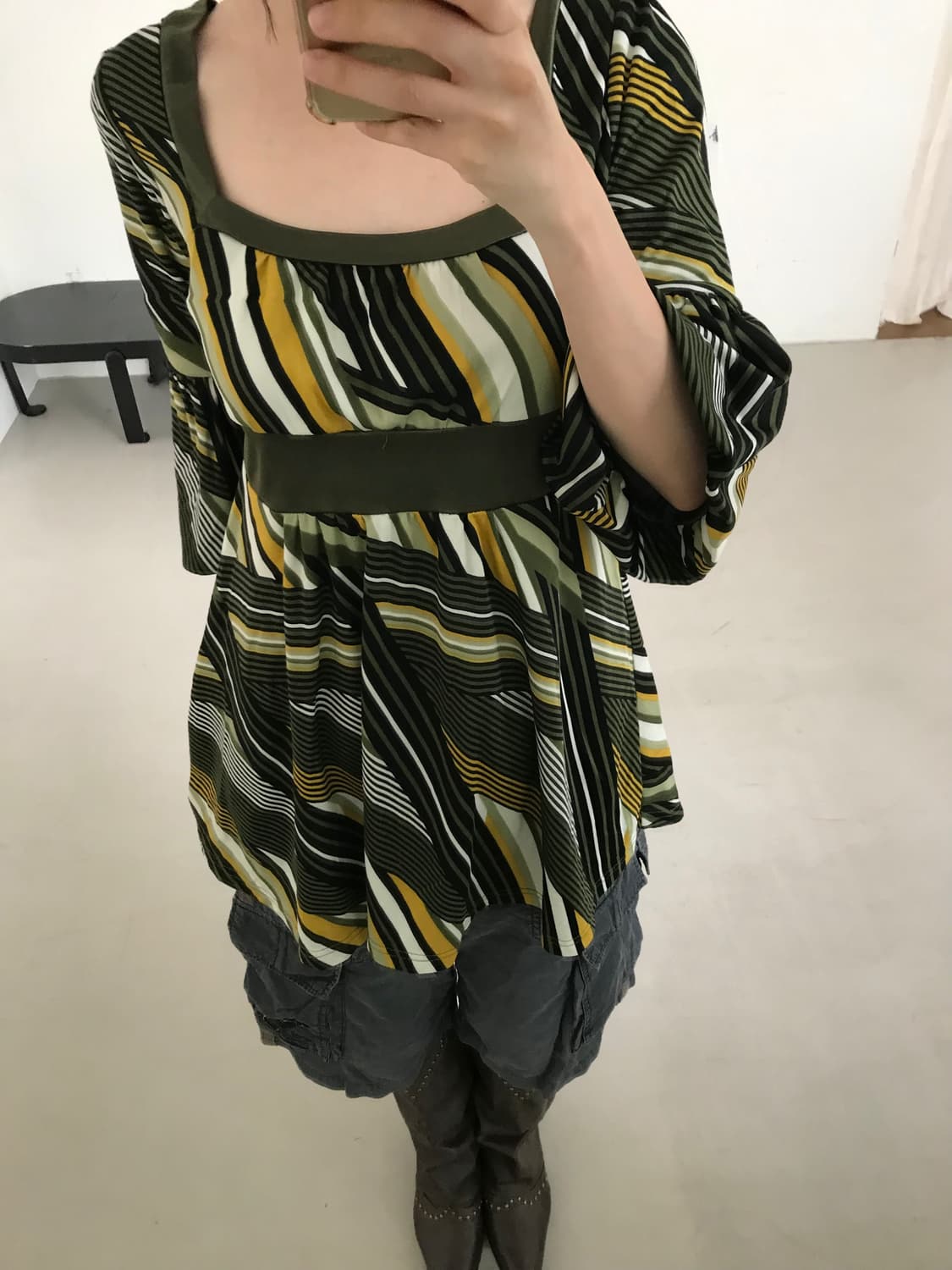 vintage green pattern top 상품이미지5