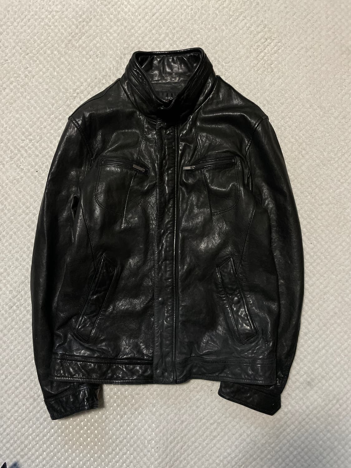 SIEG 웨스턴 무드 램스킨 양가죽 절개 레더 자켓 상품이미지1