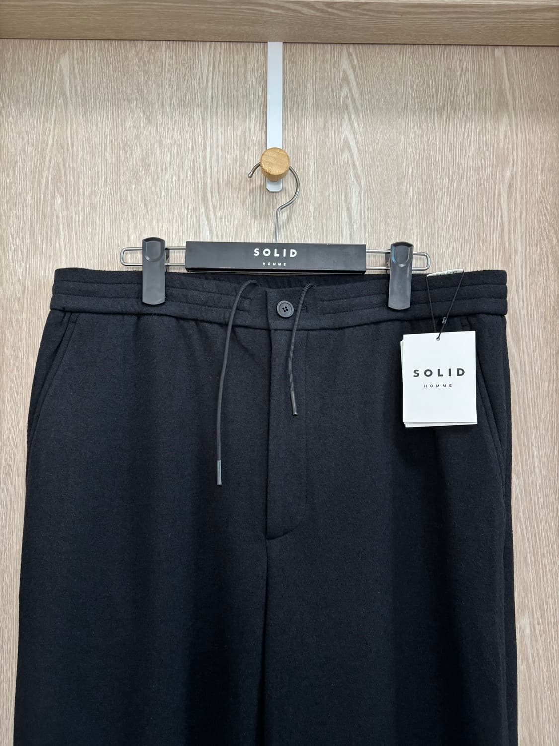 새상품25SS)솔리드옴므 와이드 밴딩 테리팬츠52(36")/블랙 상품이미지2