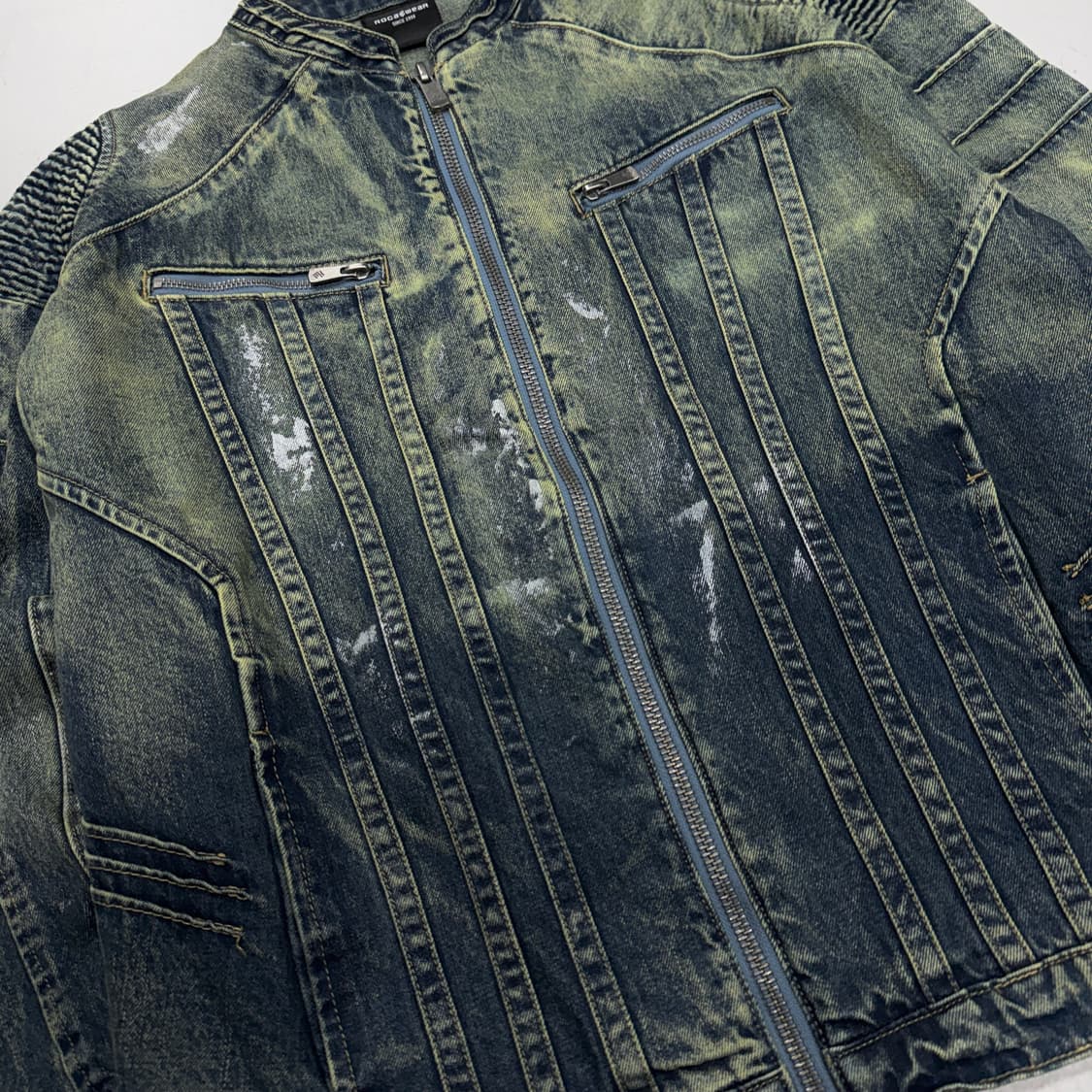 로카웨어 Y2K 바이커 워싱 빅로고 데님 집업 자켓 상품이미지5