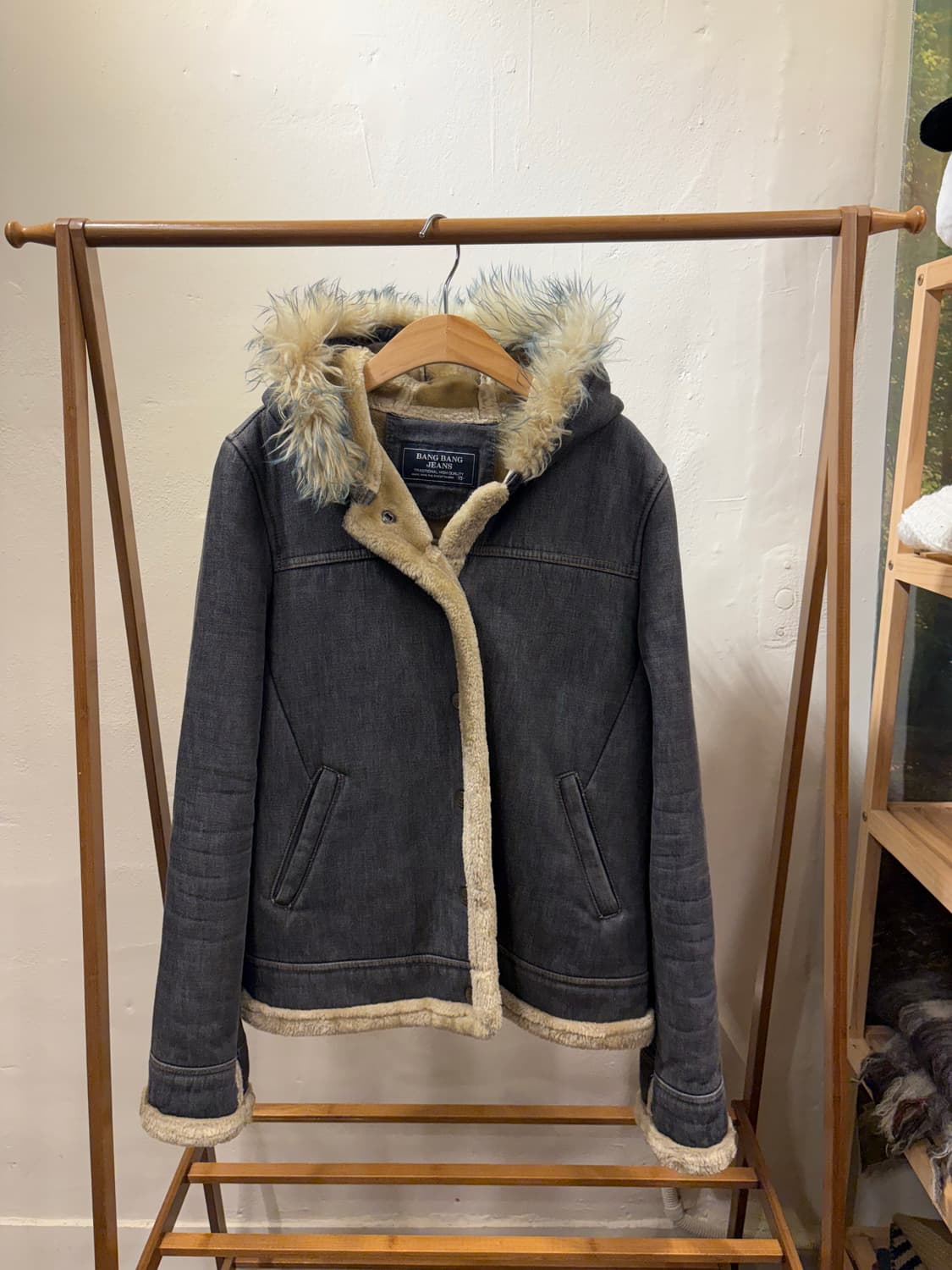 빈티지 코디세트) 빈티지 무스탕 퍼 자켓 겨울자켓 후드 퍼자켓 상품이미지3