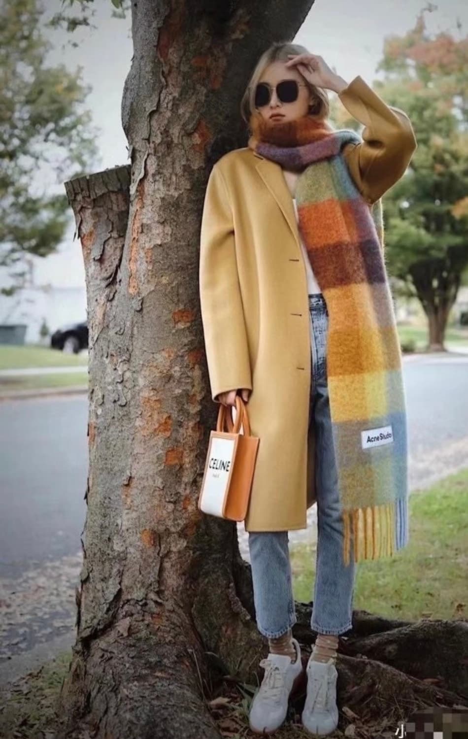 아크네 스튜디오 체크 모헤어울머플러 핑크/그레이 남여공용 상품이미지10