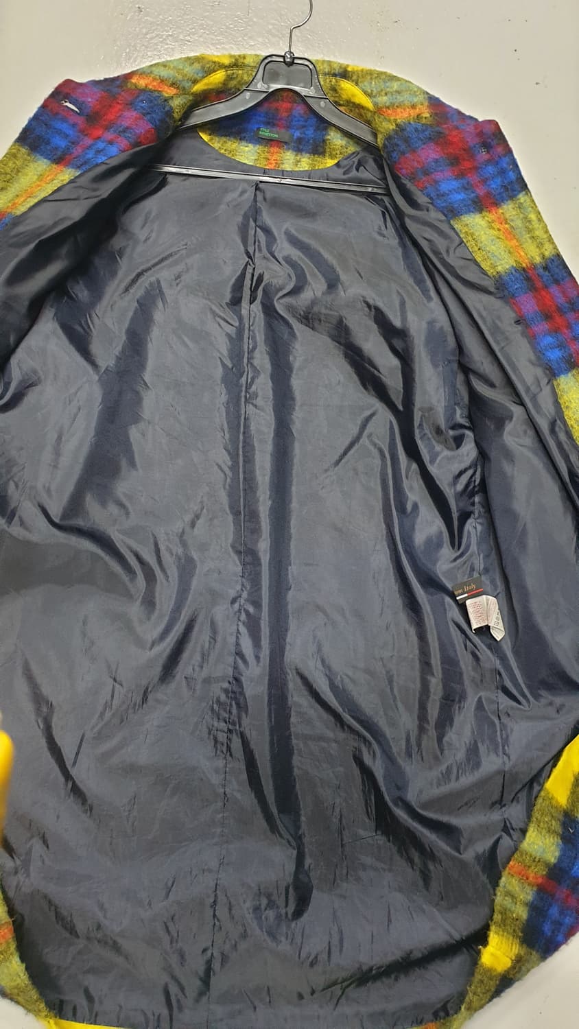 베네통 모헤어 체크 롱 코트 상품이미지6