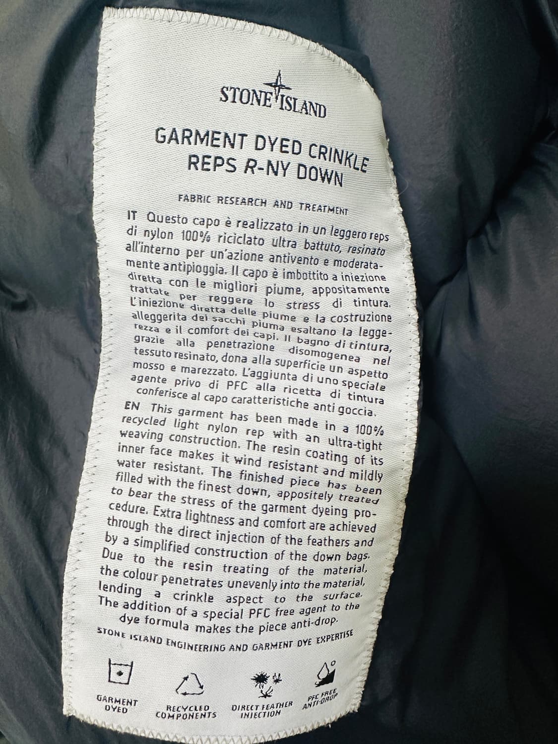 [M] 스톤 아일랜드 24FW 가먼트 다이드 크링클랩스 다운 자켓 상품이미지5