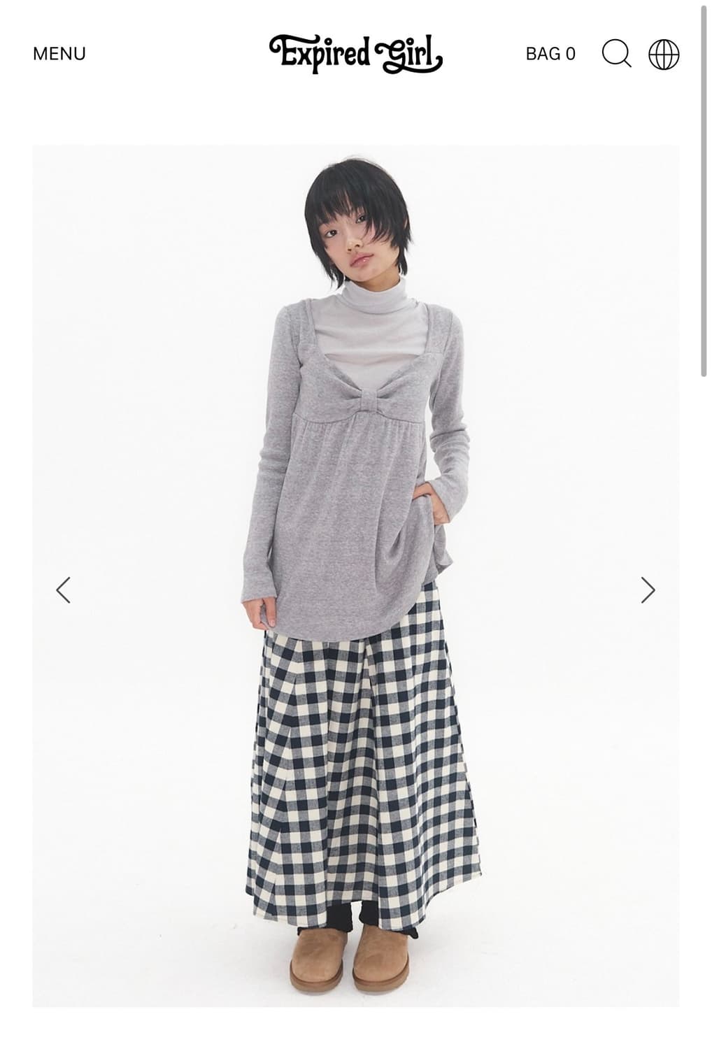 PATCHY GINGHAM SKIRT NAVY 상품이미지3