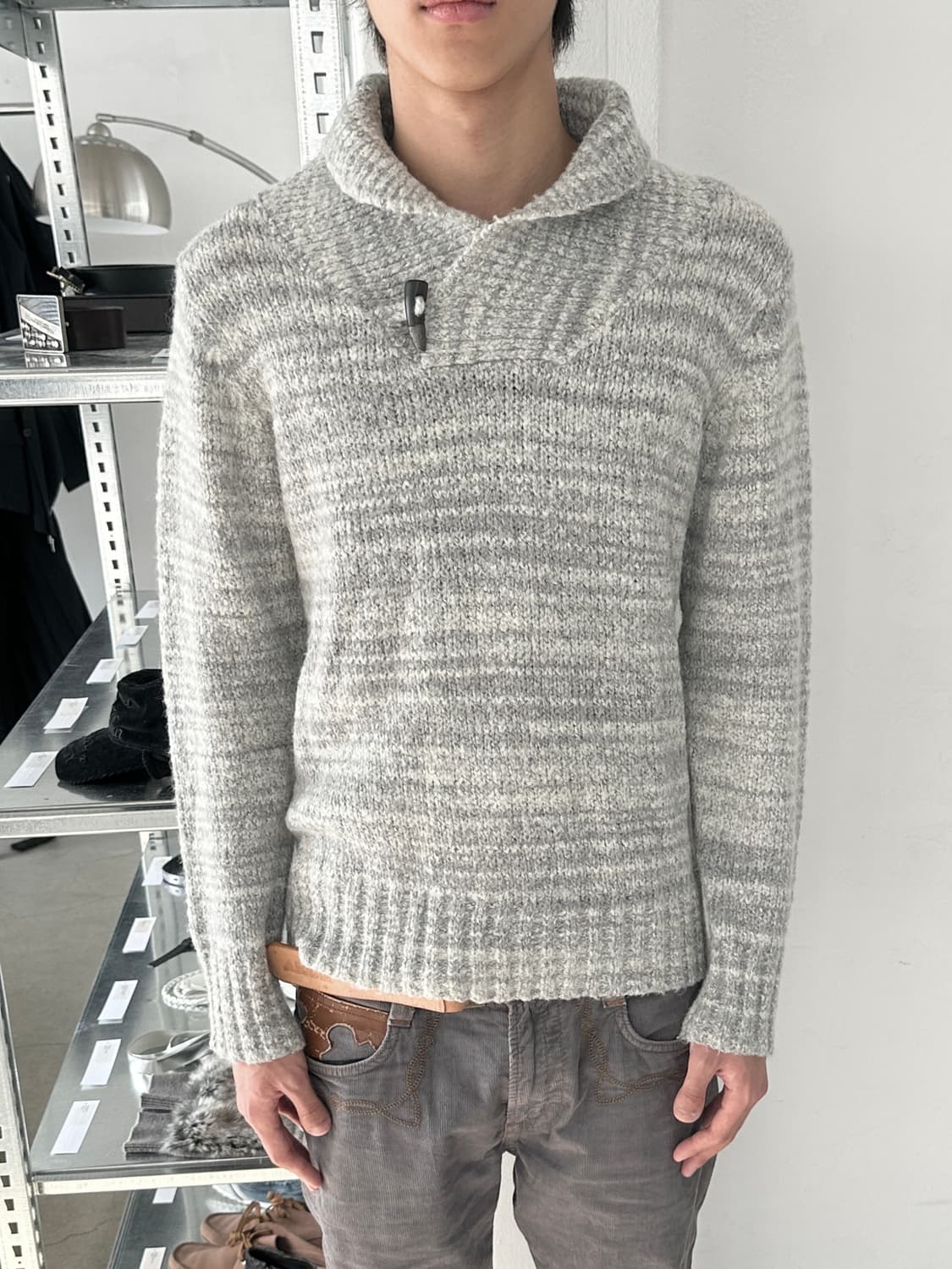 halb 숄카라 더플 니트 상품이미지1