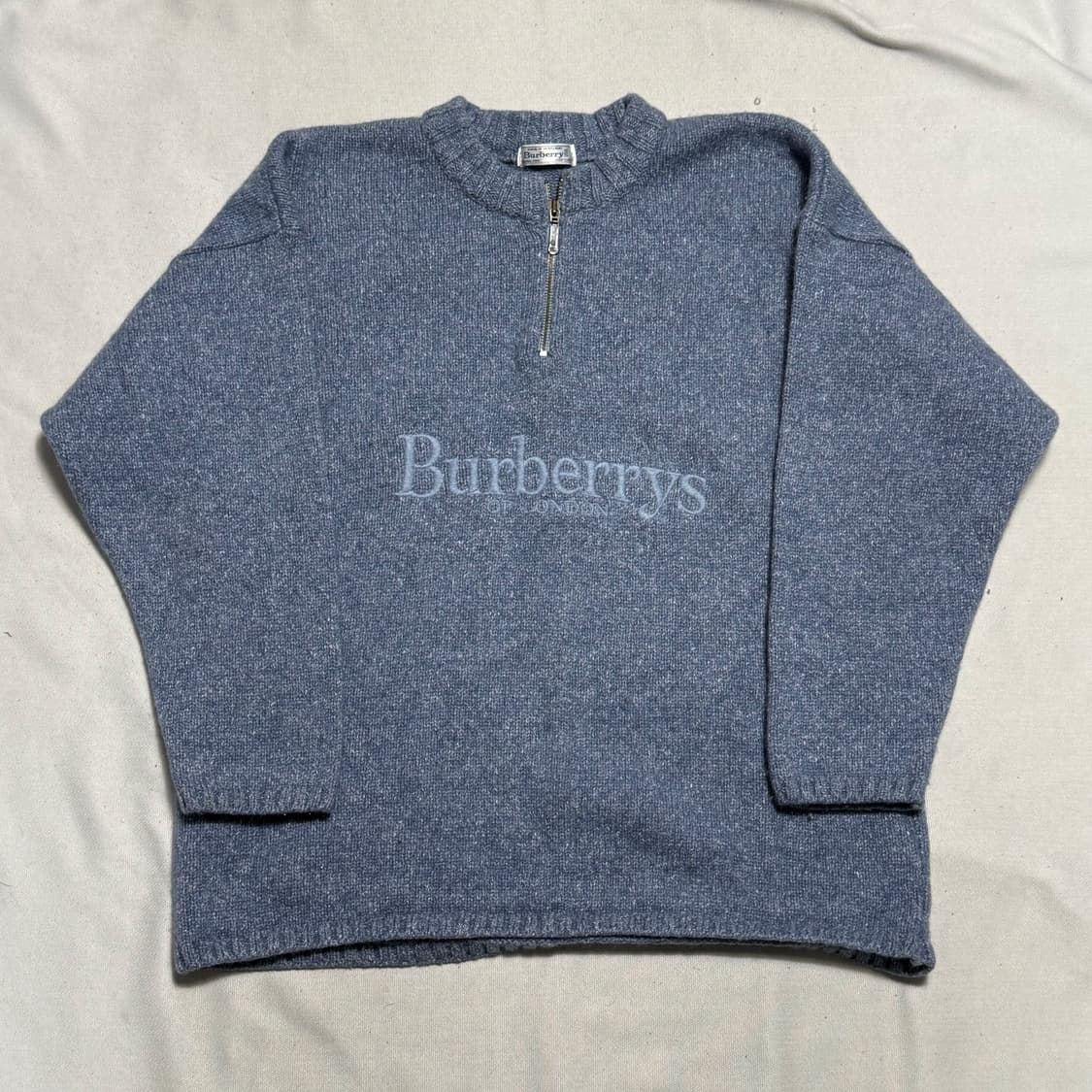 버버리 스카이블루 하프 집업 울 니트 상품이미지2